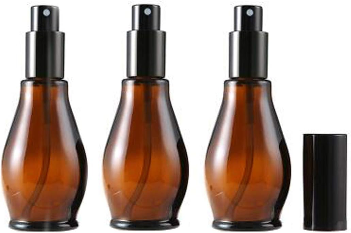 3PCS 50Ml/1.67Oz Empty Refillable Amber Glass Sprayer Bottles Cosmetic Perfume Storage Spray Containers with with Black Atomiser Sprays and Anti-Dust Cap for Essential Oil/Aromatherapy image number 6