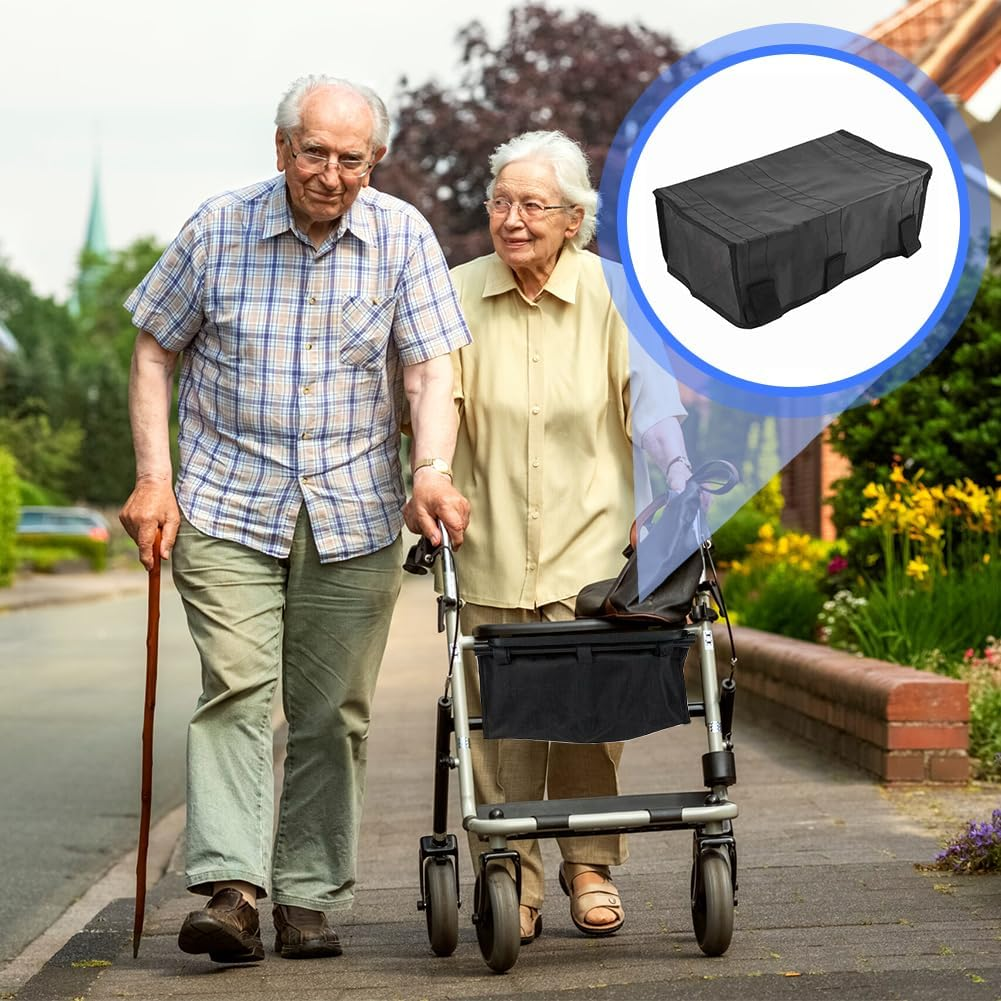 Walker Bag, under Seat Rollator Bag,Rollator Seat Bag 4 Wheeled Walker Rollator Wheelchair Frame Replacement Storage Bag Adjustable Pouch for Carrying Items Reusable Basket Carry Women Men image number 5