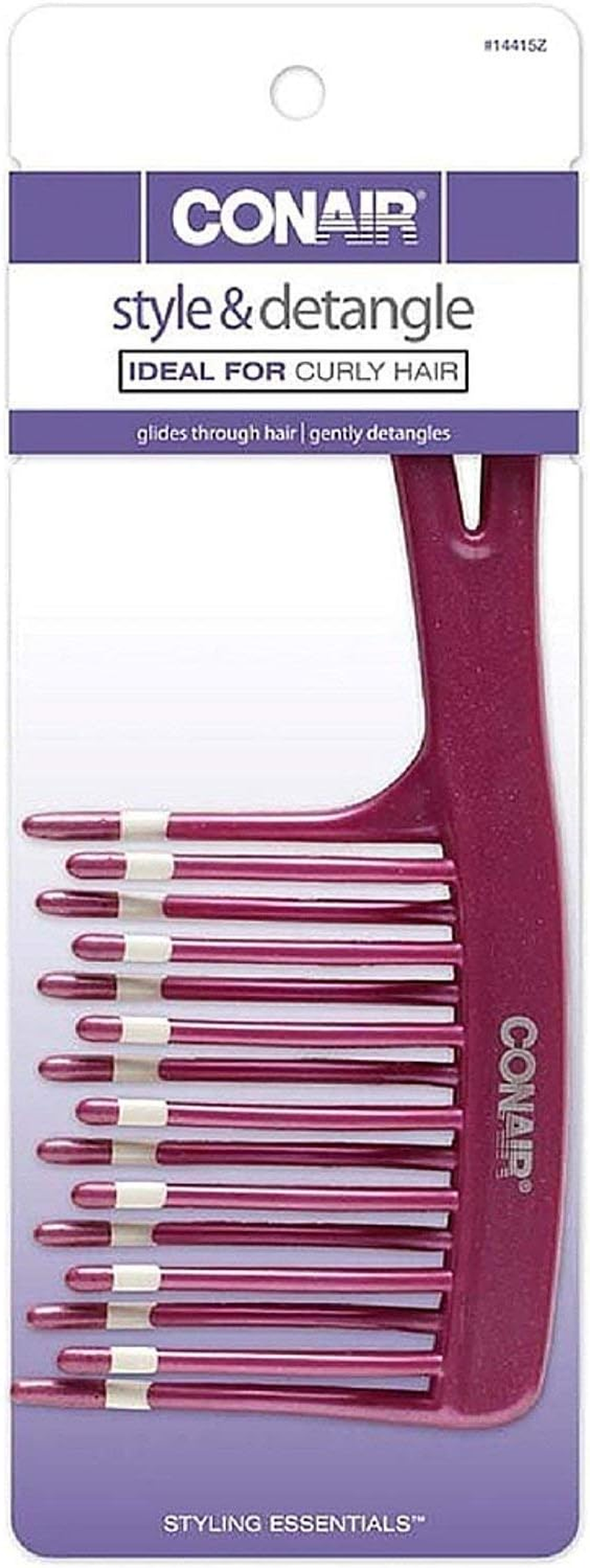 Conair Comb Detangle, 3.2 Ounce, Colors May Vary, 1 Pack image number 2