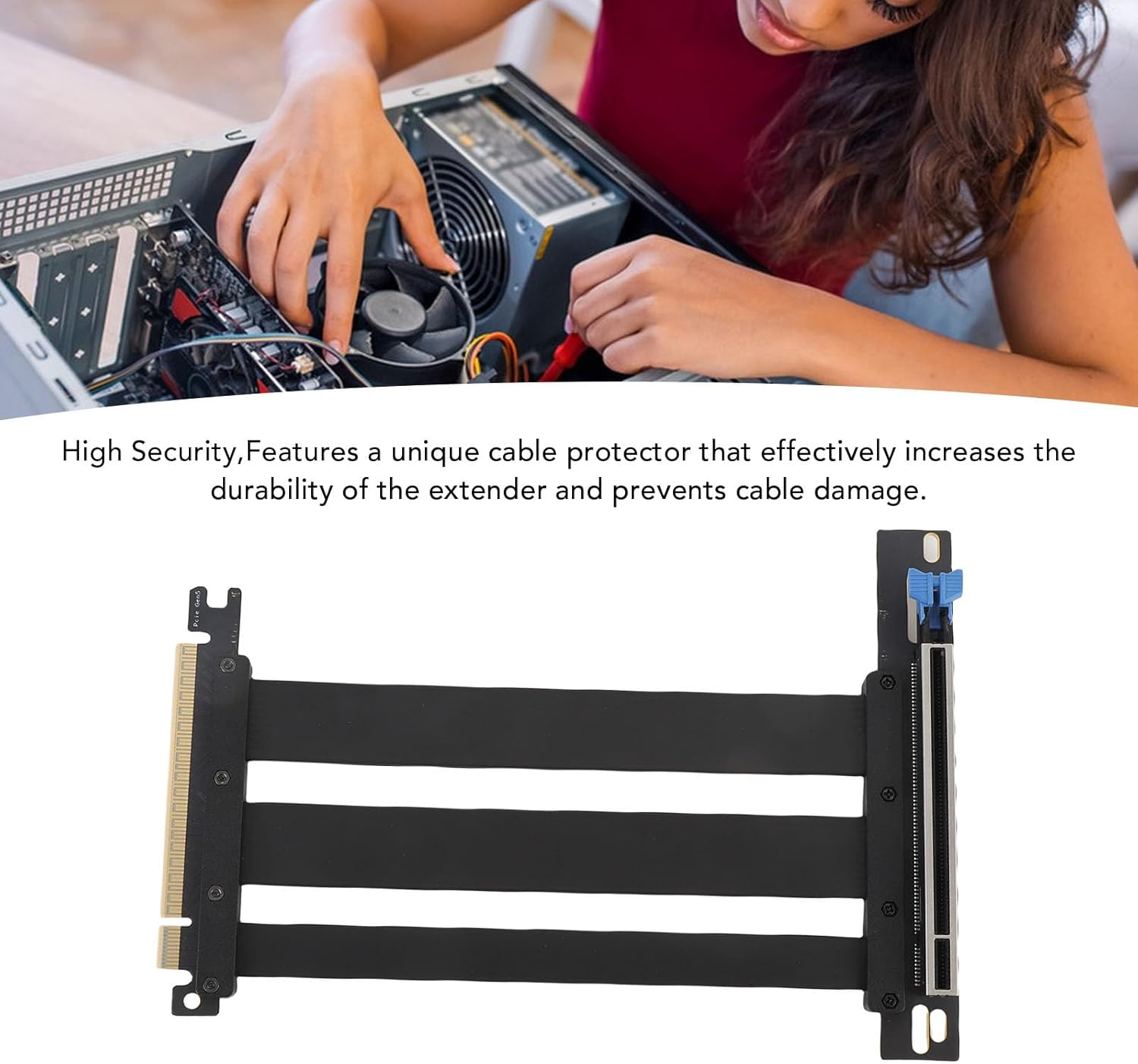 Pcie 5.0 X16 Riser Cable 90&deg; Right Angle 128Gbps Shielded Extension for RTX 4090 GPU 20Cm Compatible with Pcie 4.0/3.0 ITX Server image number 3