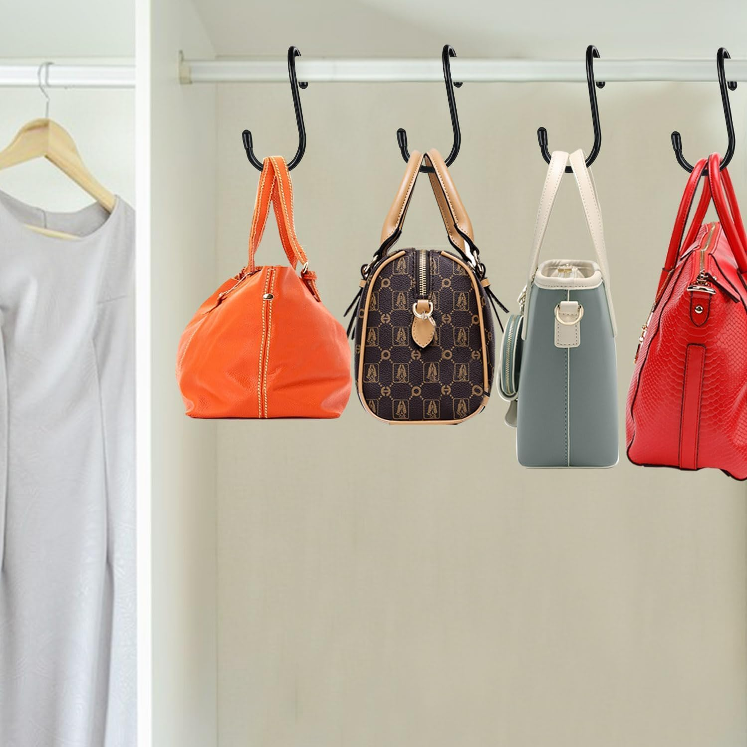 Purse Hanger for Closet,Unique S-Shaped Twist Design Sponge anti Scratch Bag Hook,Be Used for Handbags,Purses, Belts, Clothes,Pots,Garage Suspension Tools (3Pack