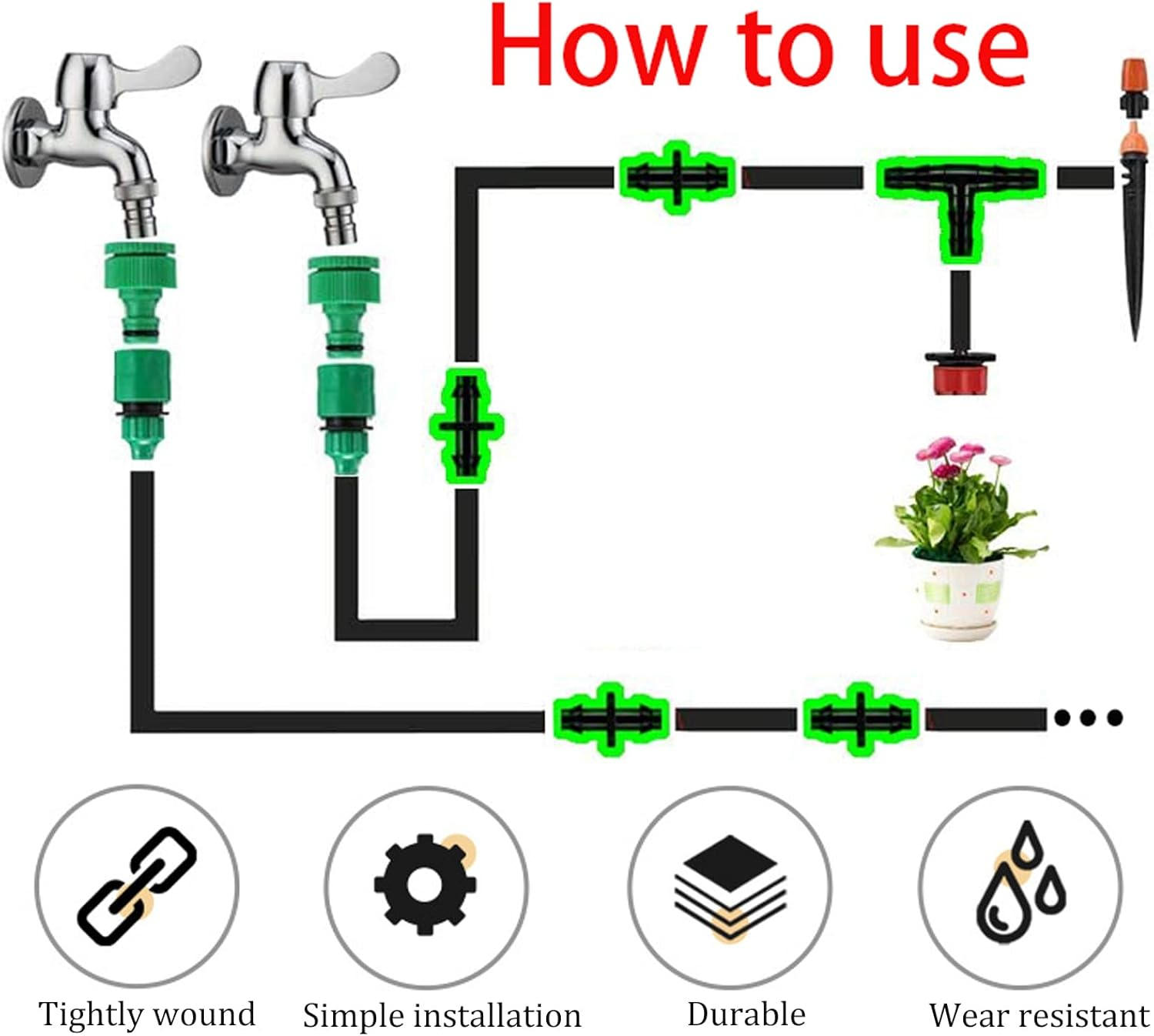 200Pcs Drip Irrigation Connectors,Drip Irrigation Barbed Connectors Fit for 1/4-Inch Tubing, Irrigation Straight through Joints, Drip Tubing Water Tubing Gardening Irrigation Supplies image number 1