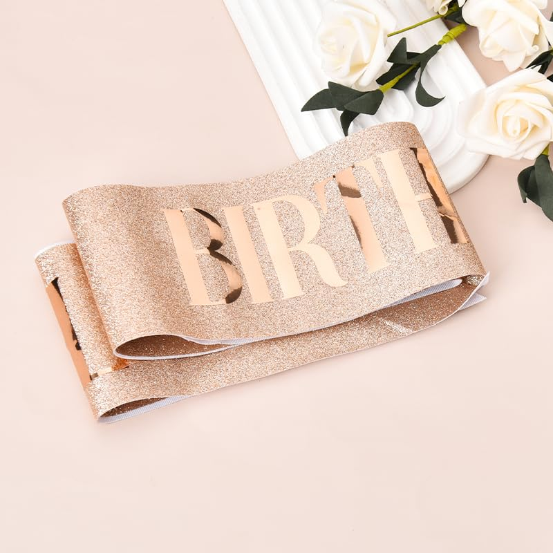 Happy Birthday Sash for Girls Women - Gold Glitter Party Decorations Accessories Ribbon Satin Sashes for Group Bday Celebration Favor Supplies image number 1