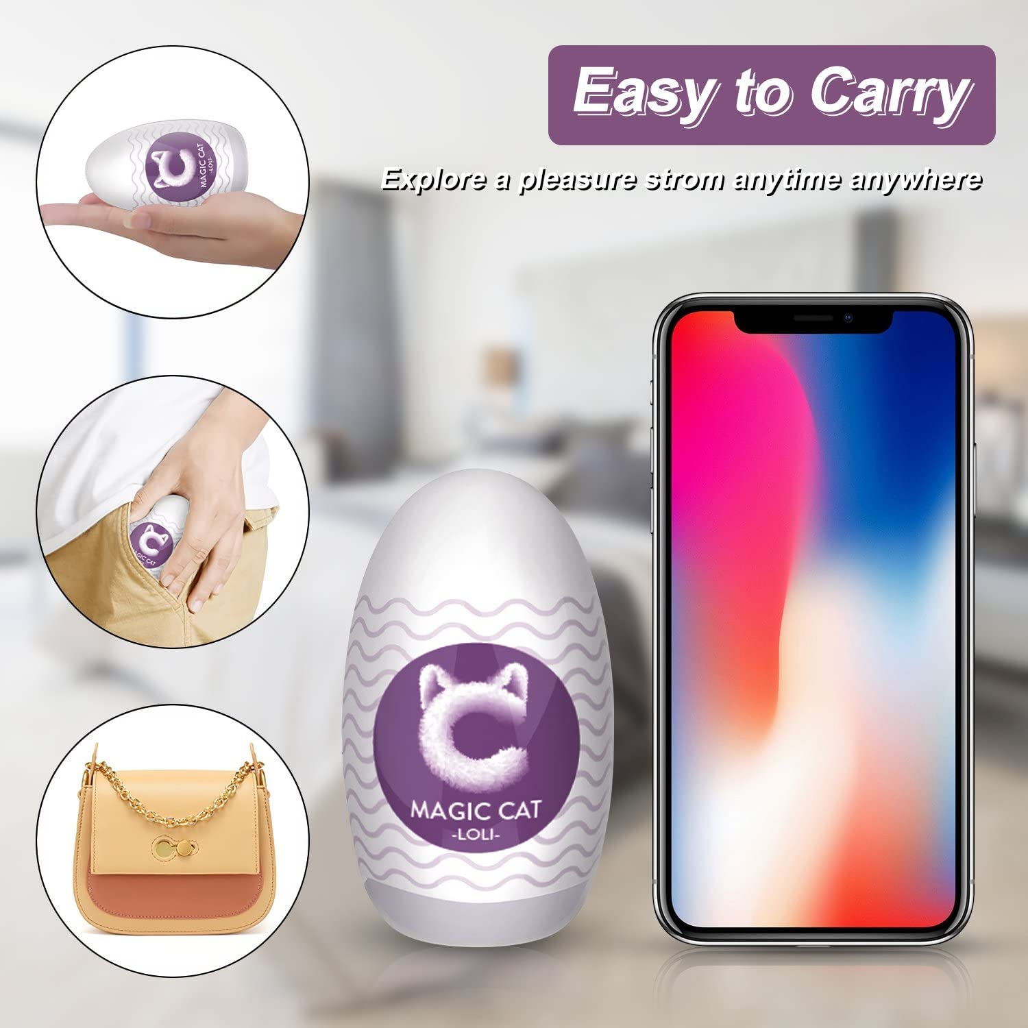 Portable Vacuum Cup Toys Egg for Men (Lavender) image number 2