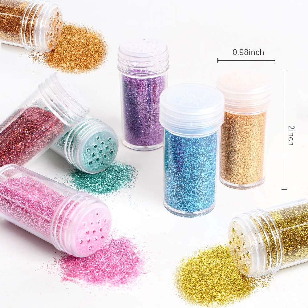 Extra Fine Glitter, Set of 24 Colors Nail Arts Face Hair Eye Lip Gloss Makeup Glitter, Slime,Tumbler and Epoxy Resin Crafts Loose Powder Shaker image number 4