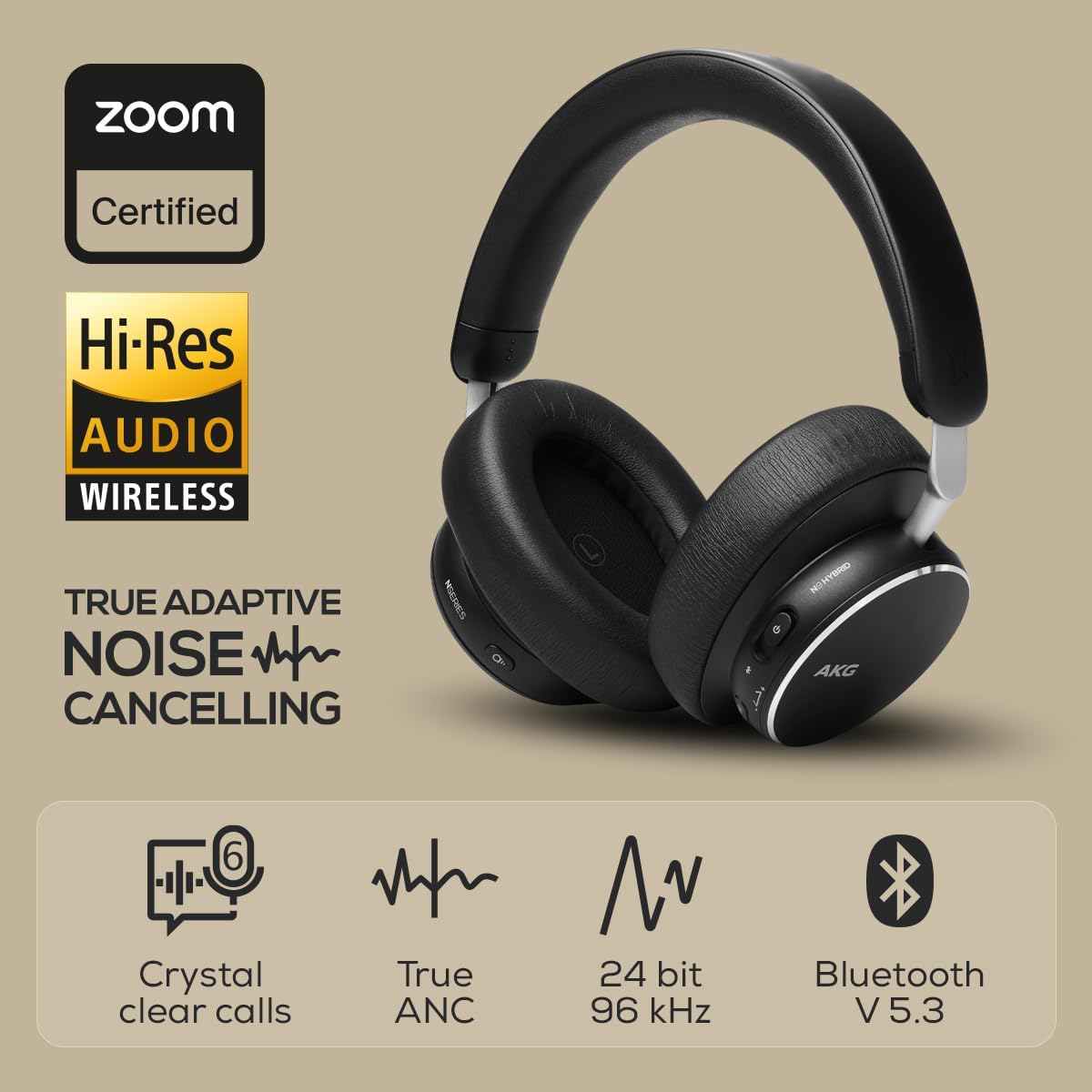 AKG N9 Hybrid Noise Cancelling Over-Ear Headphone, Black image number 2