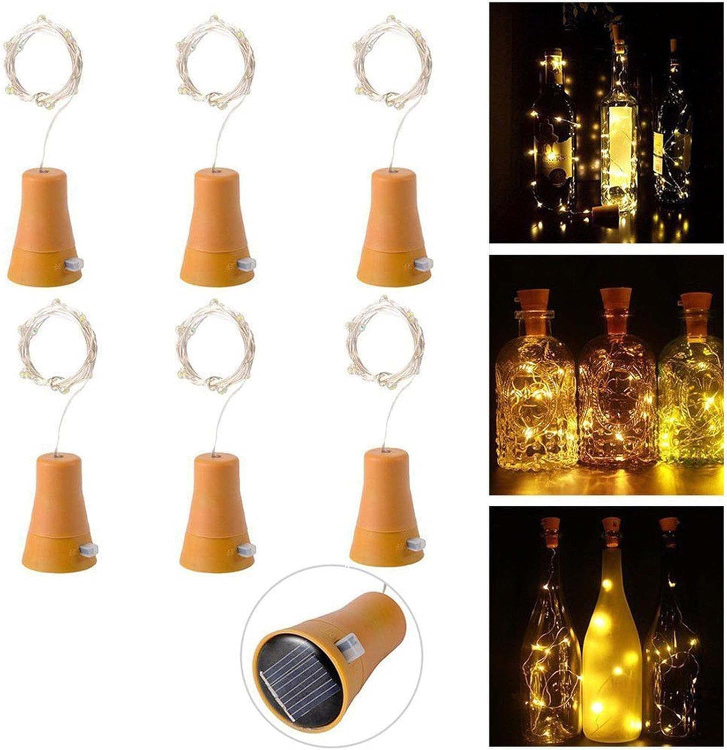 Zzhugyin Wine Bottle Lights with Cork Lights, 20 LED Waterproof Outdoor Fairy String Light, DIY Bedroom Party Wedding Christmas (Warm Light-2Pack) image number 1