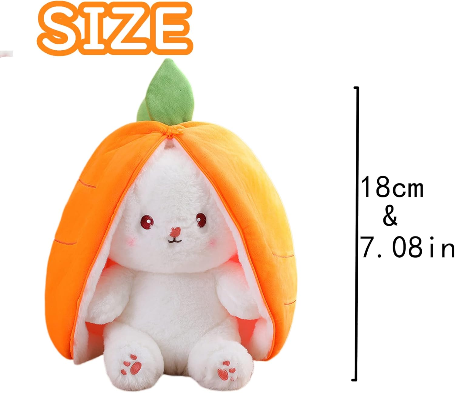 Easter Bunny Stuffed Animal Rabbit Plushie Funny Hide and Seek Bunny Carrot Strawberry Plush Floppy Ear Rabbits with Zipper Cute Bunnies Toy Decor, 7.1Inch image number 2