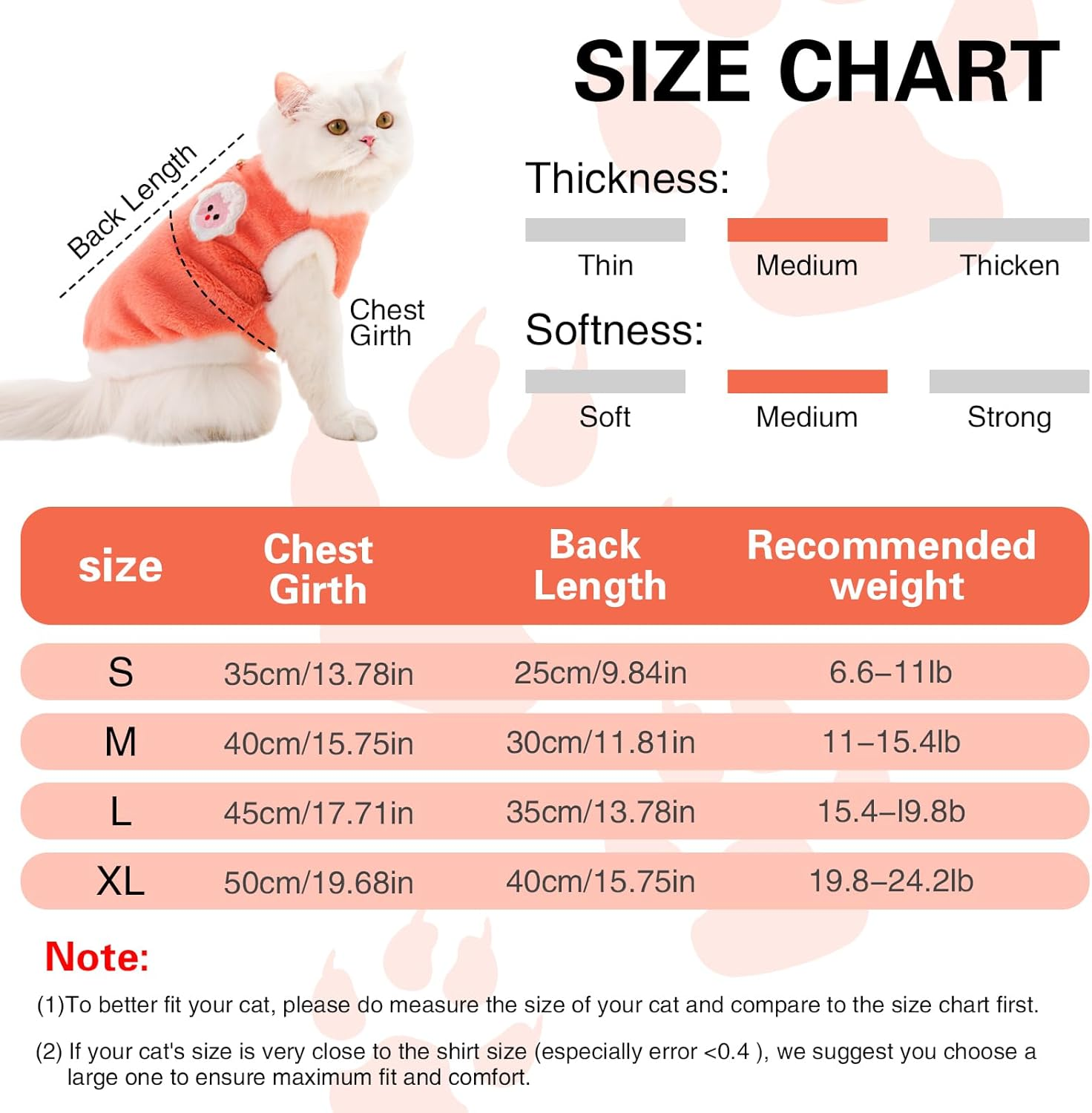 Yaopelkyy2Pcs Cat Winter Clothes with Leash D-Ring Small Medium Dog Fleece Outfit Animal Print Pet Pullover Apparel (Orange-Pink, M) image number 5
