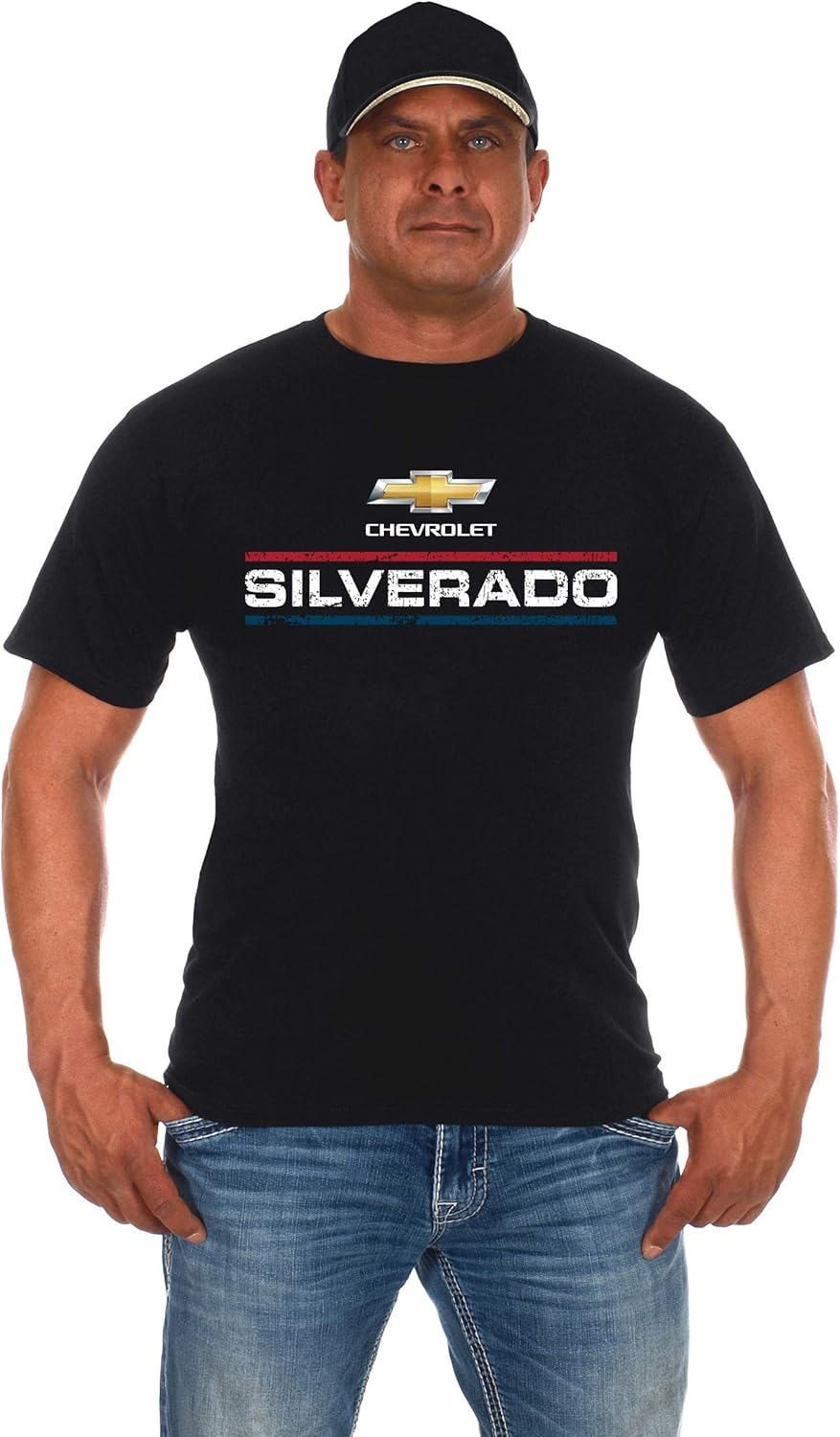 JH DESIGN GROUP Men'S Chevy Silverado Distressed Red White & Blue Logo T-Shirt image number 1