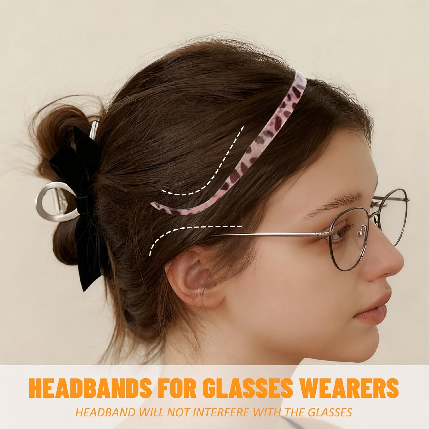 Celblisora 4 Pack Transparent Amber Non-Slip Headbands for Women Glasses Wearers, No Pressure, No Headaches, Zigzag Sunglasses Headband Made of Plastic with Teeth image number 1