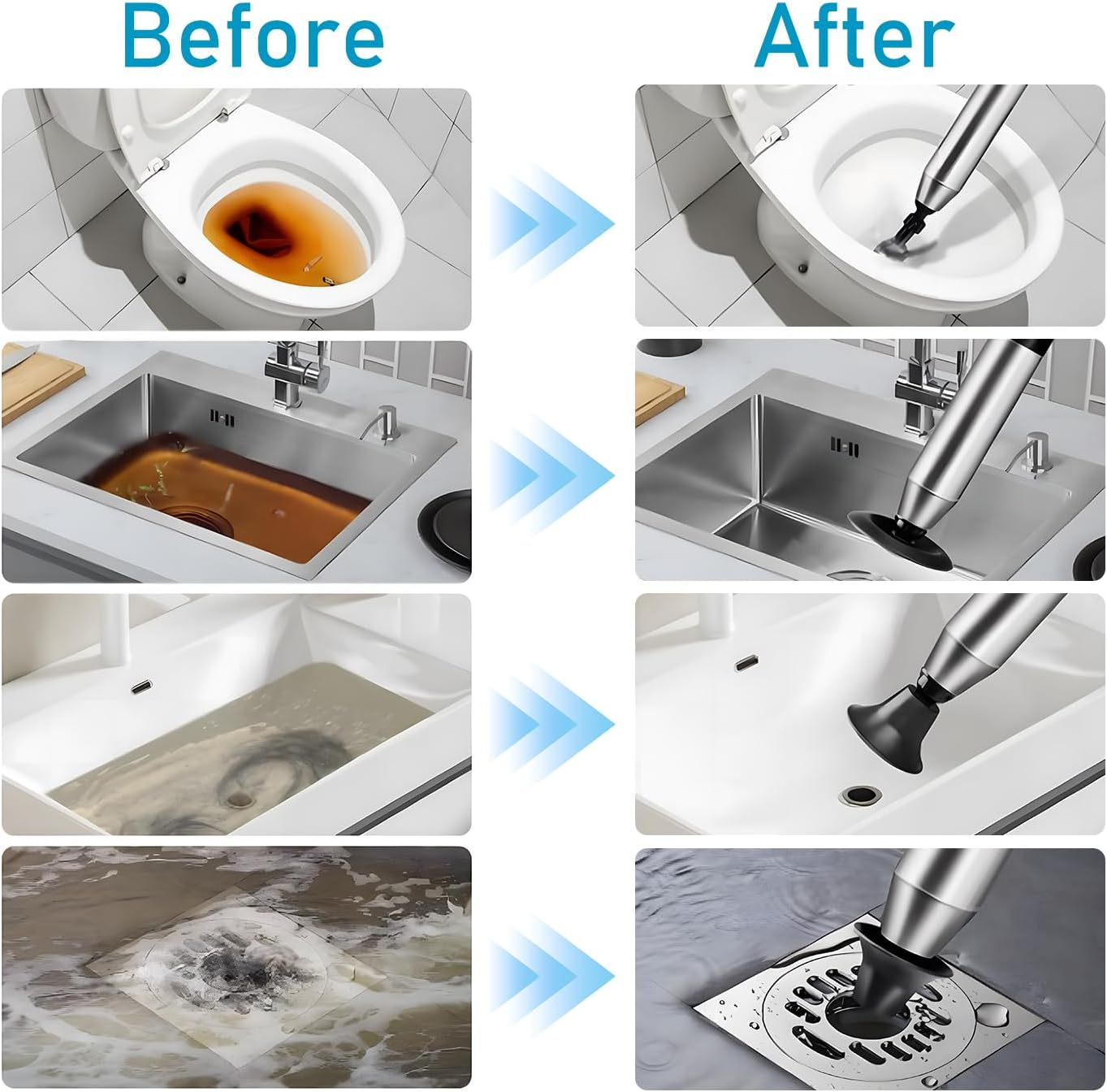 Uandhome Toilet Plunge Blaster,High Pressure Toilet Plunger,High-Pressure Air Drain Blaster Plunge Blaster Multi-Drain Unclogger for Toilets, Bathroom Floor Drains, Sinks and Plumbing Clogs image number 1