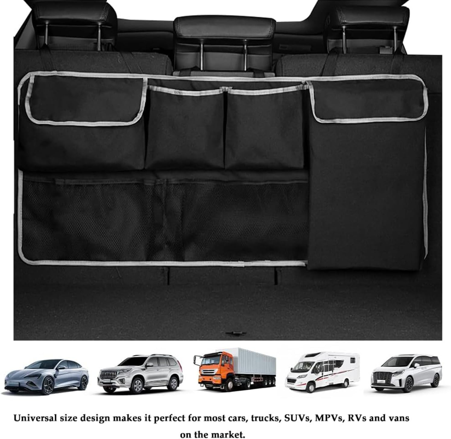 Taicols Car Trunk Organizer I Sport Touring Carbon Edition SUV - Spacious Storage, Backseat Hanging Bag, Tissue Holder, Car Trunk Organizer Backseat Hanging Storage Bag, Universal Car Accessories image number 5