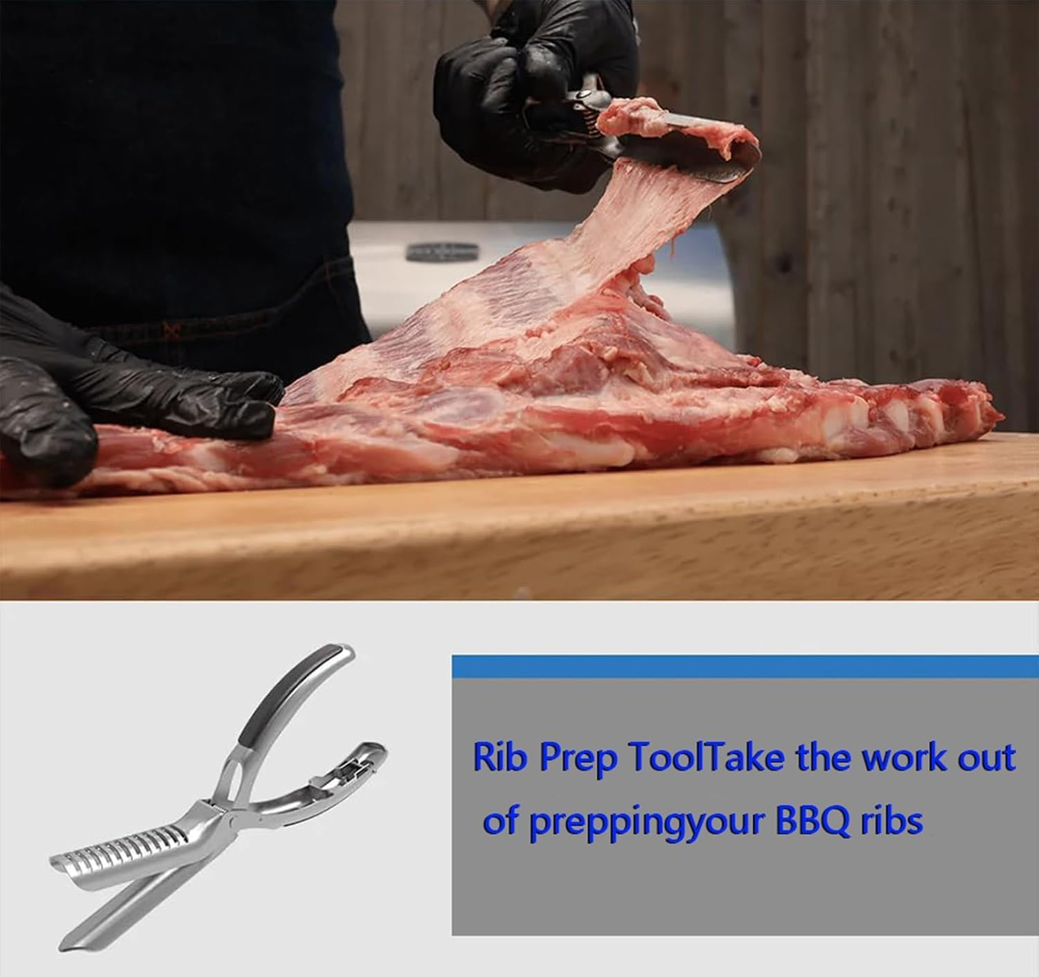 Rib Prep Tool Pro, BBQ Rib Skinner, Stainless Steel Rib Membrane Remover Tool, Ergonomic Design for Effortless BBQ Rib Preparation (1PC)