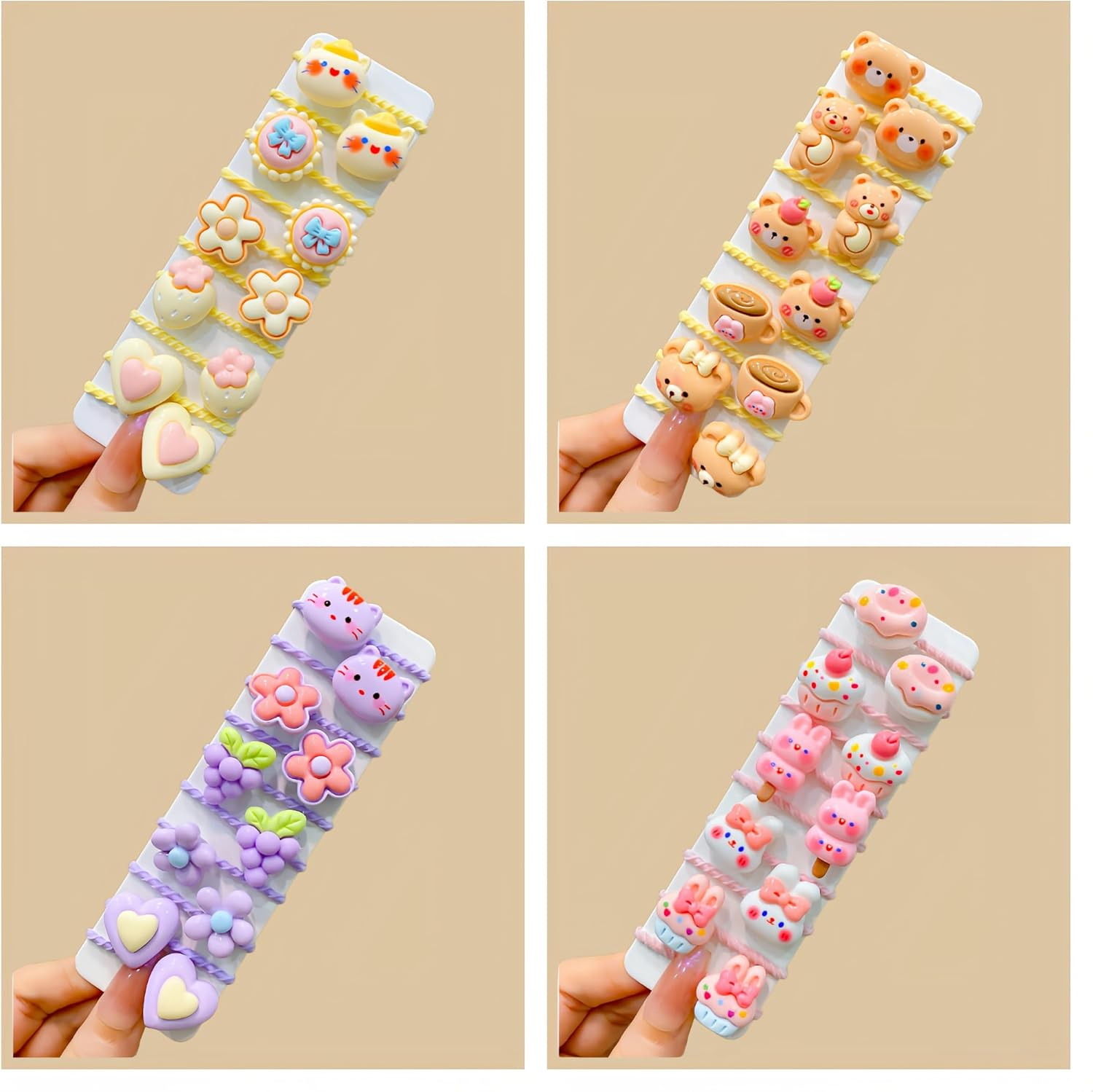 70Pcs Candy Baby Hair Ties Cute Hair Ties Cartoon Princess Elastic Hair Band, Cat Strawberry Flower Bear Ponytail Holders Rubber Bands Hair Accessories for Baby Infant Toddler image number 3
