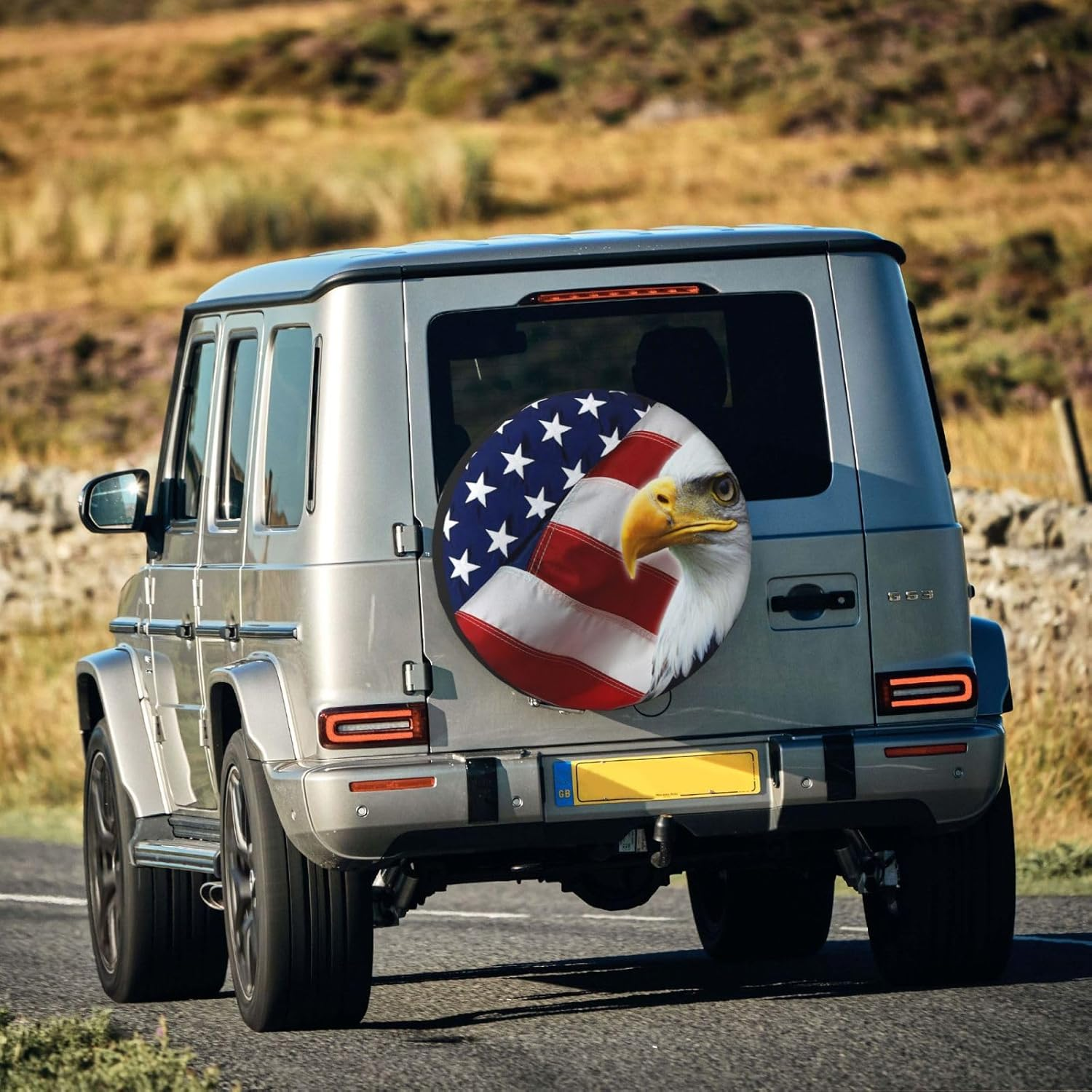 Universal Replacement Wheel Cover North American Bald Eagle US Flag Waterproof Dustproof Trailer RV SUV SUV 14" image number 5