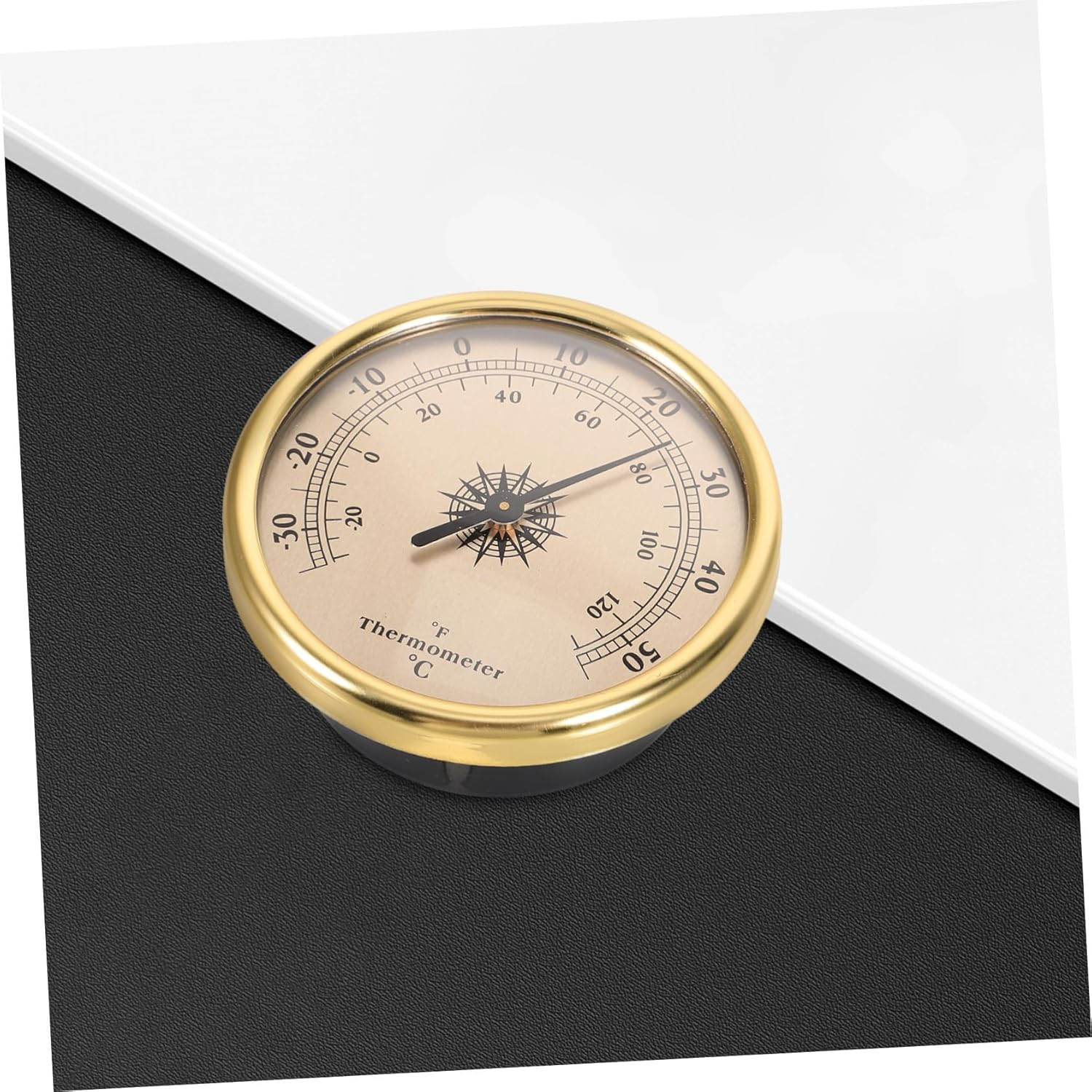 Metal Indoor Room Thermometer Wall-Mounted Temperature Gauge for Home Nursery Greenhouse Fahrenheit Display round Gold Weather Station Temperature Tool image number 5