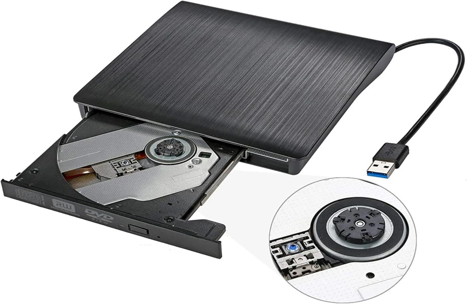 Antika External DVD Drive USB 3.0 TD Burner Portable CD +/-RW Drive DVD Player for ROM Rewriter Burner Compatible with Laptop Desktop PC Windows Macbook Linux Mac OS image number 1