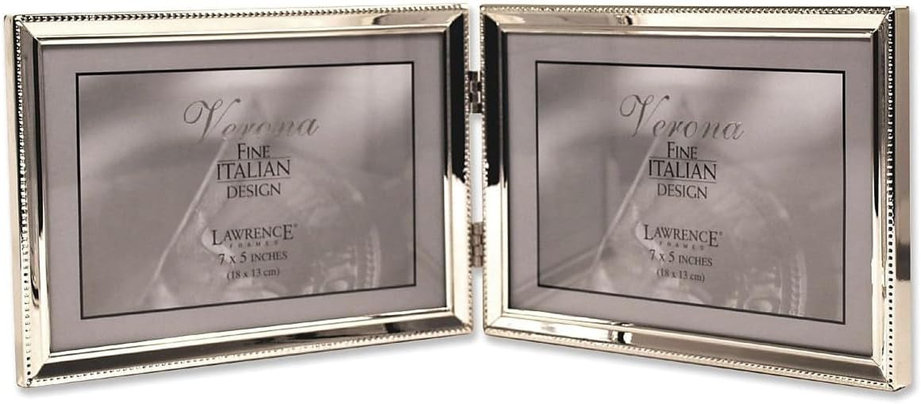Lawrence Frames Polished Silver Plate 4X6 Hinged Triple Picture Frame - Bead Border Design image number 2