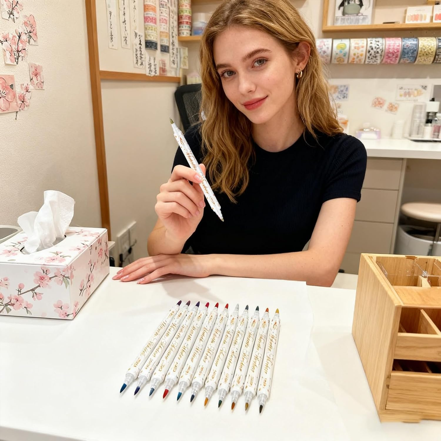 Nail Polish Pens - 12 Colors Double-Tip Painting Tools,Waterproof Quick-Dry Gel Polish Pens,For DIY, Fingernail, Women, Lady, Mother, Men, Youth, Beginner, Manicure, Salon image number 1