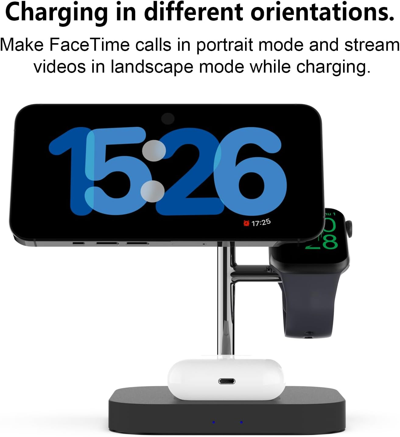 Magnetic Wireless Charger, Boaraino 3 in 1 Wireless Charging Station Compatible with Apple Watch 11/10/9/8/7/6/SE/5/4/3 &Airpods 2/3/4/Pro& Phone17/16/15/14/13/12 Series(No Adapter) image number 5