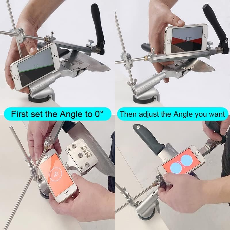 Professional Fixed-Angle Knife Sharpener Kit System with 17 Whetstones, 360&deg; Rotation Flip Design Stainless Steel Precision Adjust Knife Sharpener Tool, Angle Adjustable Knife Sharpening image number 2