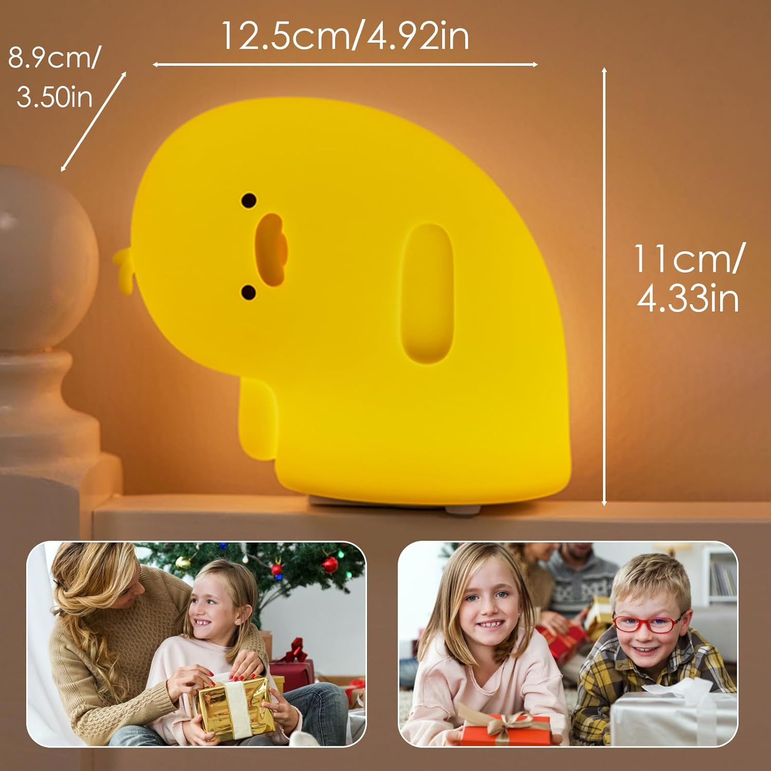 Kids Night Light for Bedroom,Cute Duck Decor Lights Touch Lamp,Gift Rechargeable Nightlight,Anime Night Lamps, Funny Gifts USB Portable Wireless Dimmable Ducks Feeding Bed Lamp (Yellow) image number 3