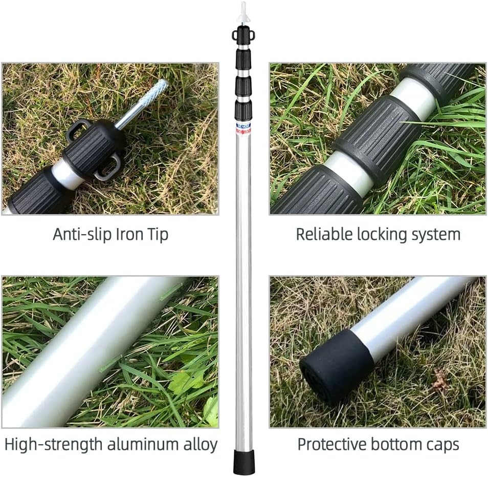 Mingzhe Telescoping Tarp Poles Adjustable Camping Tent Poles Portable Lightweight Aluminum Tent Poles Replacement for Awnings Canopy Rain Fly Shelter image number 6