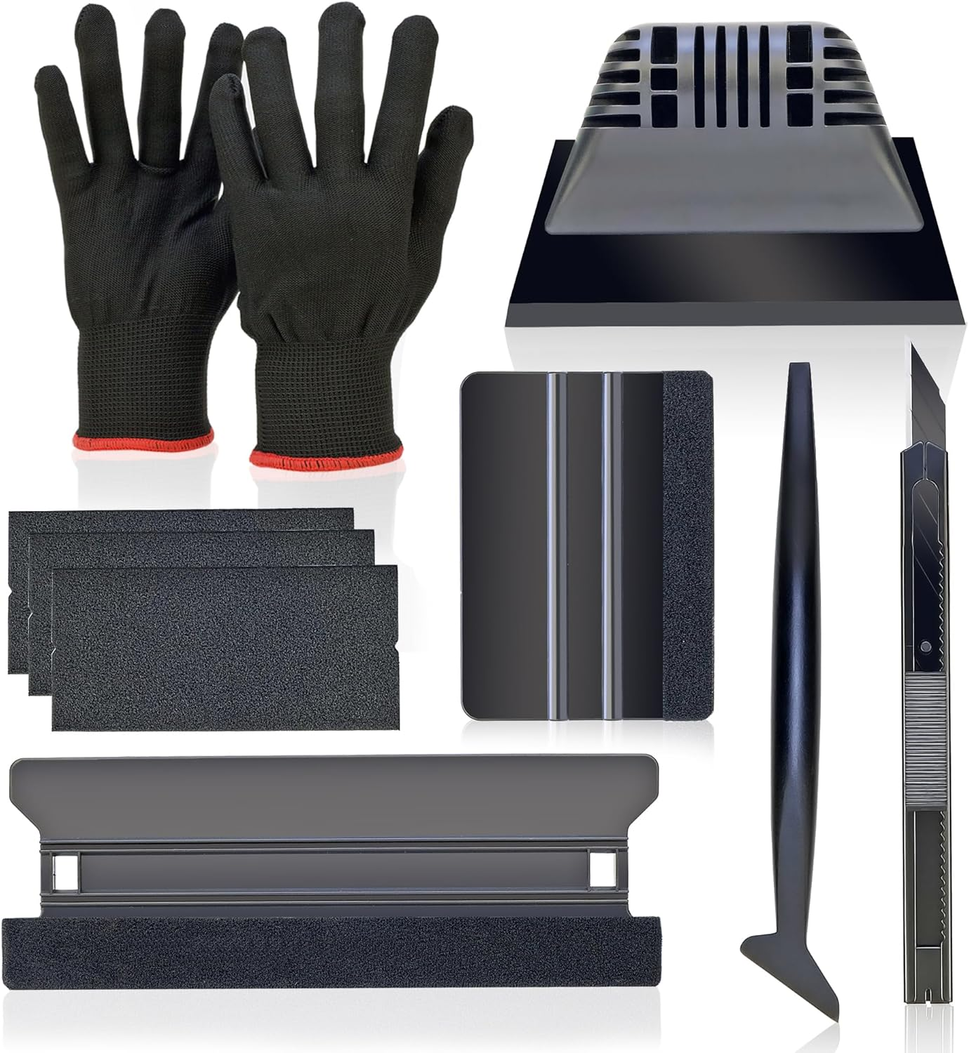 Car Wrapping Tool Kit with Gloves - Rubber Squeegee, Felt Edge Squeegees, Edge Trimmer, Utility Knife - for Vehicles Wraps, Window Film, Decals, Stickers and Paint Protection image number 4