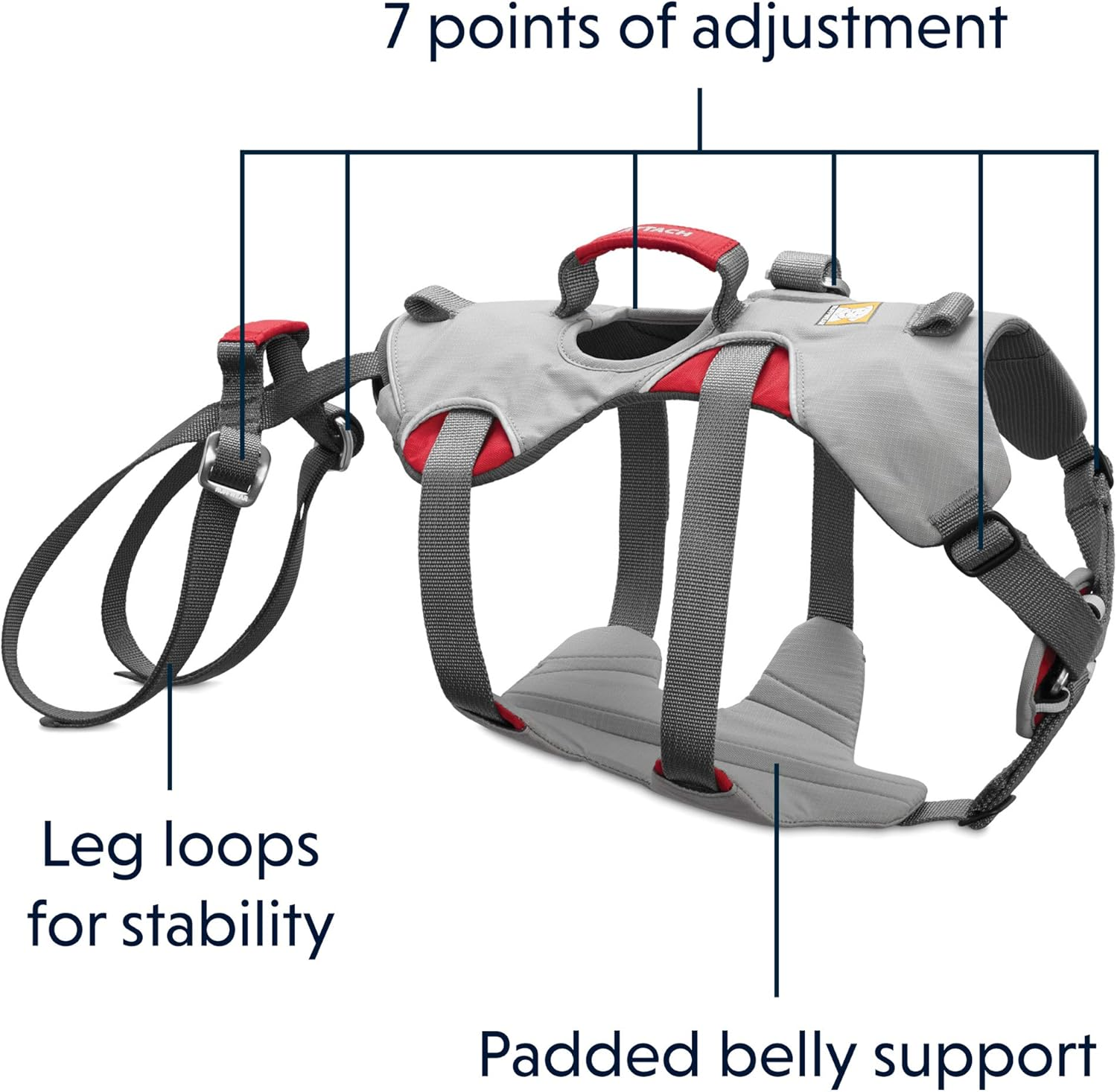 RUFFWEAR - Doubleback, Strength-Rated Belay Dog Harness, Rock Climbing & Backpacking, Strength-Rated to 2,000 Lbf/8.9 Kn, Cloudburst Gray, Medium image number 4