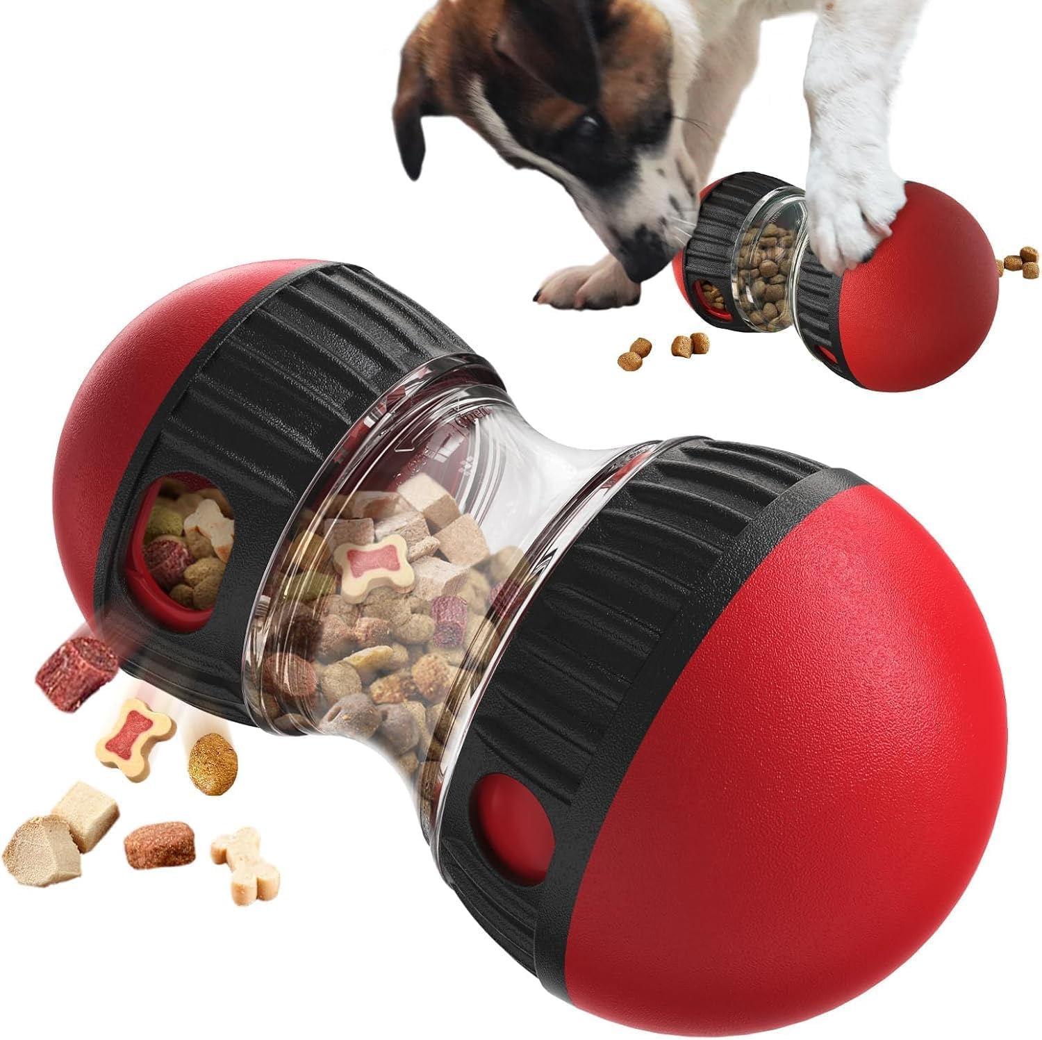 Dog Food Puzzle Toy Adjustable Treat Dispensing Food Dispenser Slow Feeder Bowls Puppy Enrichment Toy Ball Dog Interactive Chase Training Toys for Small Medium Large Dogs image number 1