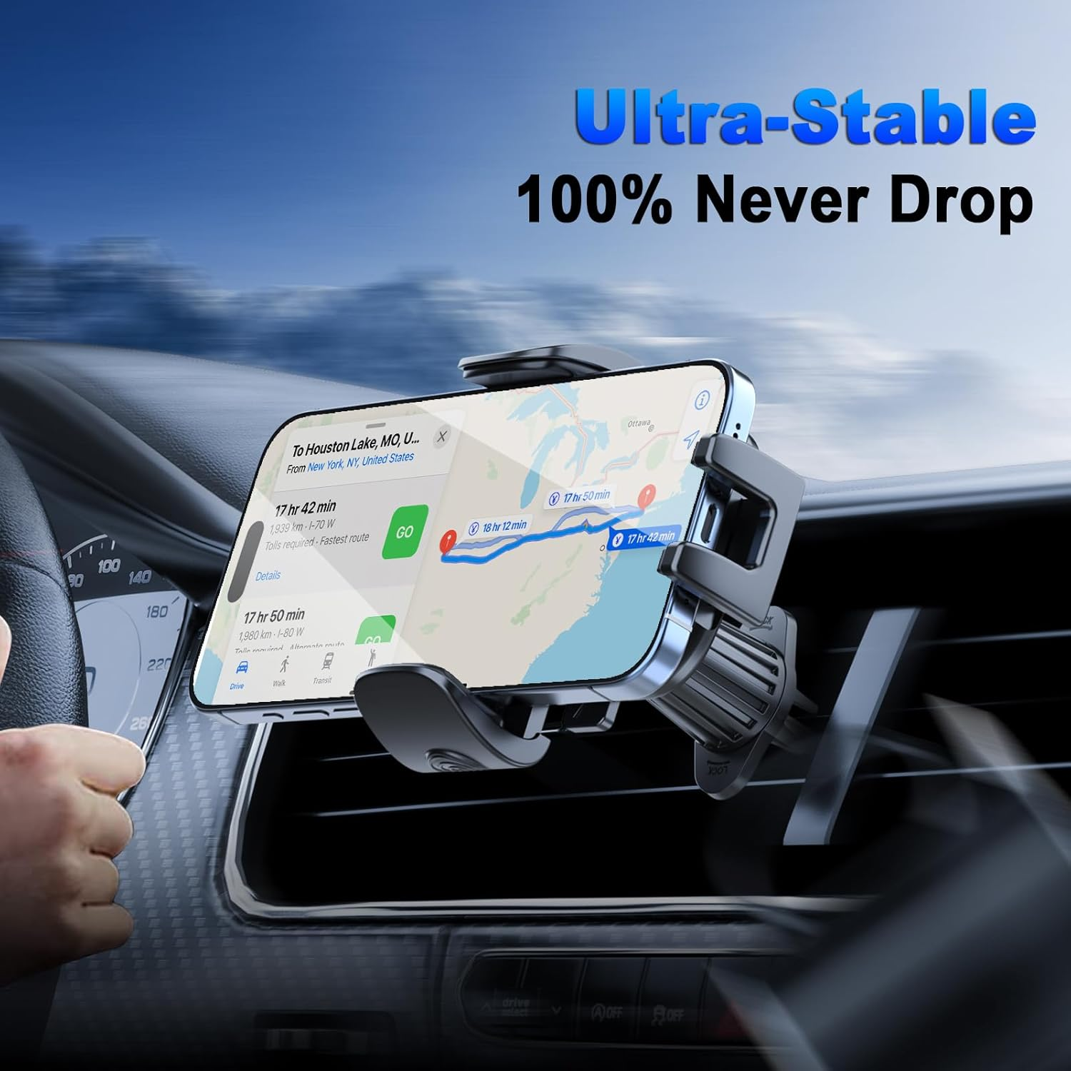 【2025 New】 Phone Holders for Your Car Vent Extended Metal Hook【Ultra-Stable】【Wider Clamp & Fit Thicker Case】 Cellphone Car Mount for Iphone 16 Pro Max 15 plus 14 13 12 Android Samsung S24 Ultra Pixel image number 3
