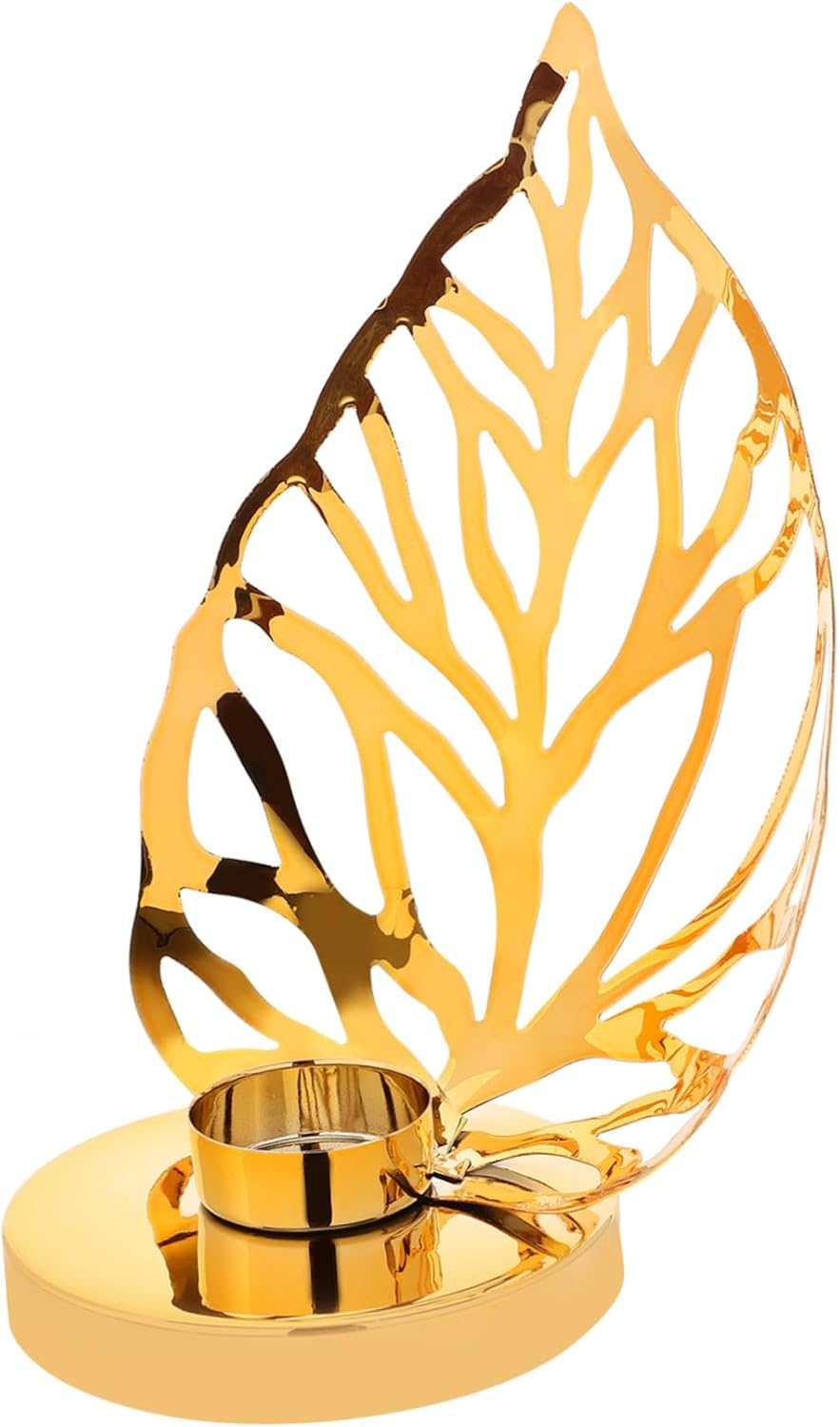 Yardenfun Leaf Shape Metal Candlestick Holder Decorative for Parties Weddings Tabletop Candle St image number 5