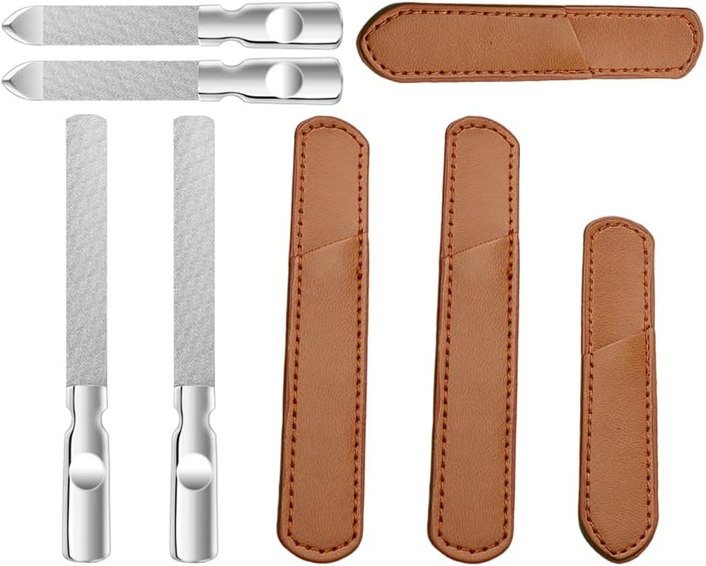 WOONEKY 1 Set Nail File: Double Sided Stainless Steel Nail File with - Portable Manicure Fingernail Buffer Care Tools for Home Travel Use image number 4
