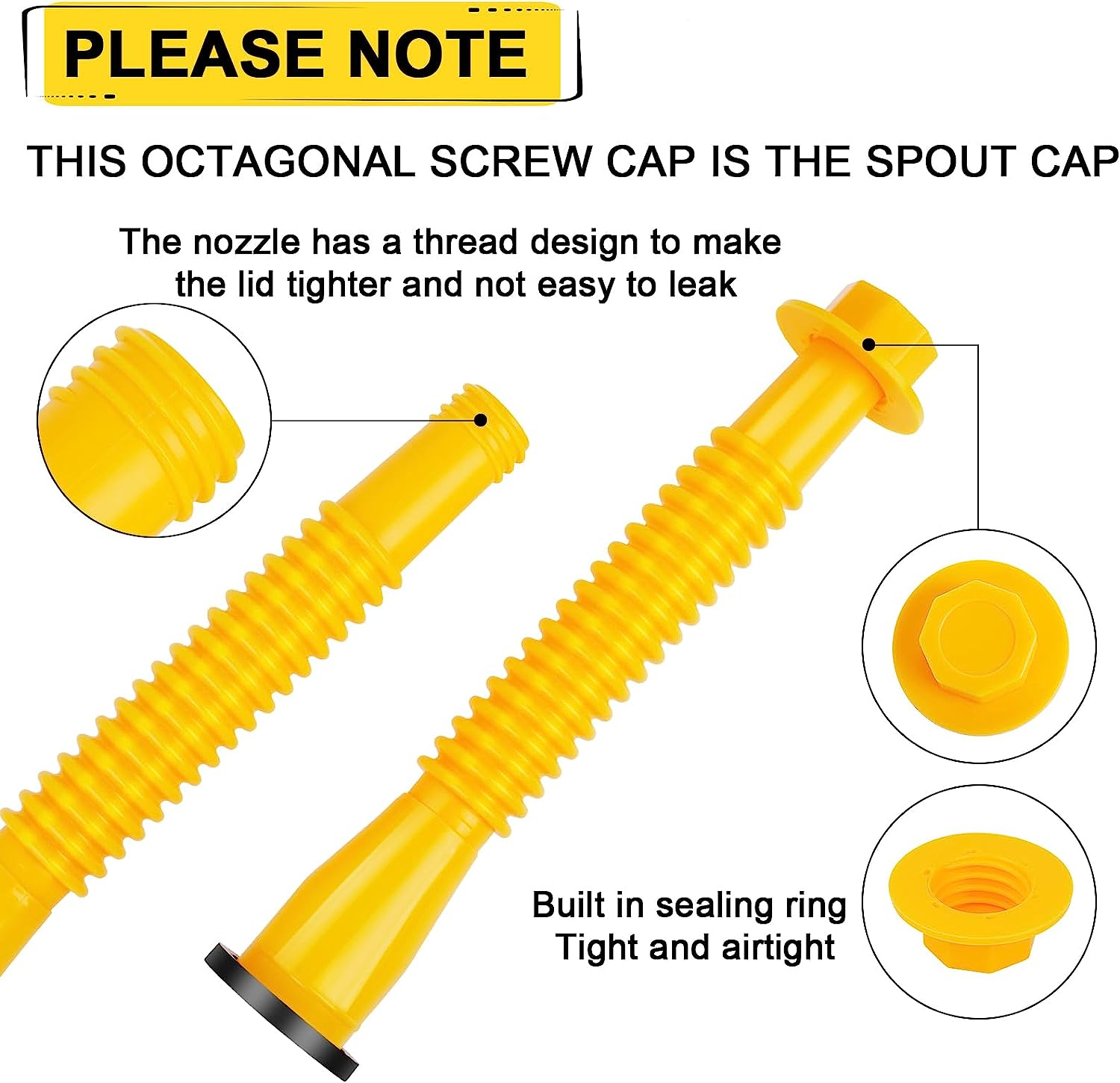 Godboy Gas Can Spout Replacement, Gas Can Nozzle, (5 Kit-Yellow) Flexible Pour Nozzle Suitable for Most 1/2/5/10 Gal Oil Cans, Fuel Can Spout Replacement image number 1