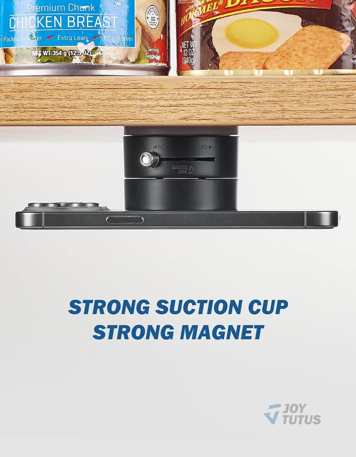 JOYTUTUS Shower Phone Holder, Reusable Suction Cup Phone Mount for Shower, Mirror, Kitchen, Window & Bathroom, Shower Phone Mount Compatible with Iphone 16, 15, 14, 13, 12 & All Phones,Black,1 Pack image number 4