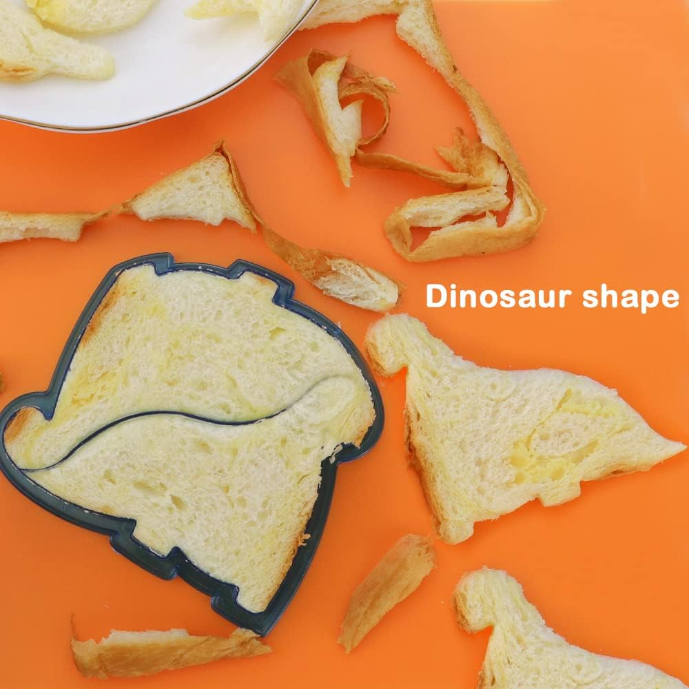 Hengke 3 Pcs Sandwich Mold Sandwich Cutter in Cute Color and Creative Shapes Sandwich Maker Crust Cutter for Kids Boys Girls DIY Lunch Bento Boxes Cookie (Dinosaur & Dolphin & Butterfly Shapes) image number 1