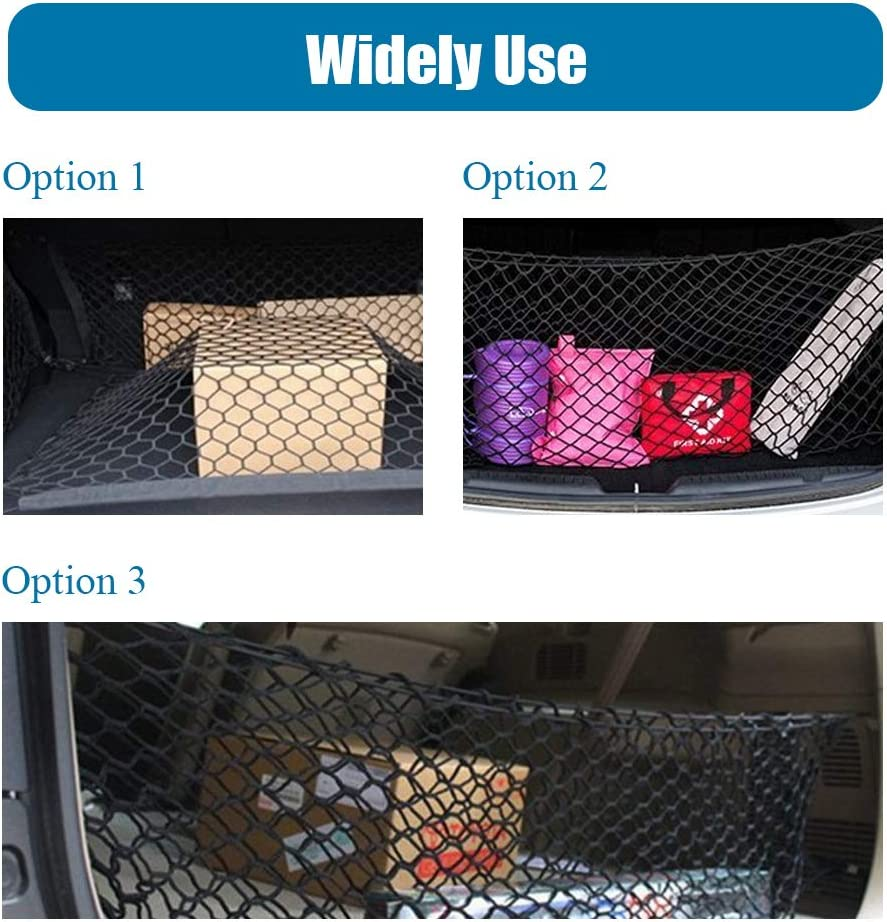 Valuehall Cargo Net 35 X 15 Inch Adjustable Elastic Trunk Net Cargo Trunk Storage Organizer Nylon Mesh Universal Rear Cargo Organizer Cargo Net with Hooks V7075 image number 3
