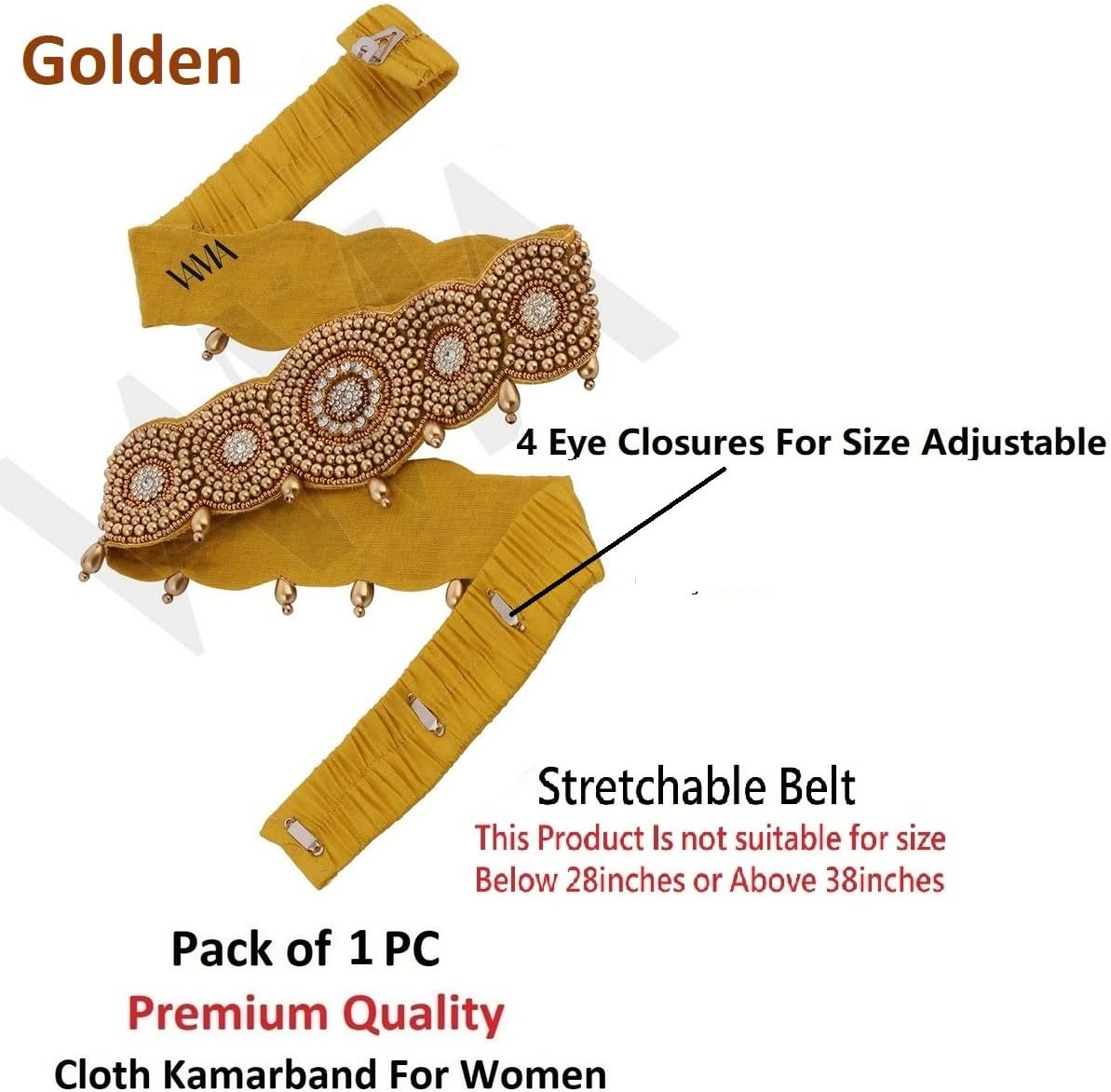 VAMA FASHIONS Traditional Maggam Work Cloth Saree Waist Belt Stretchable Sontada Patti Vadanam Kamarpatta Kamarband for Women