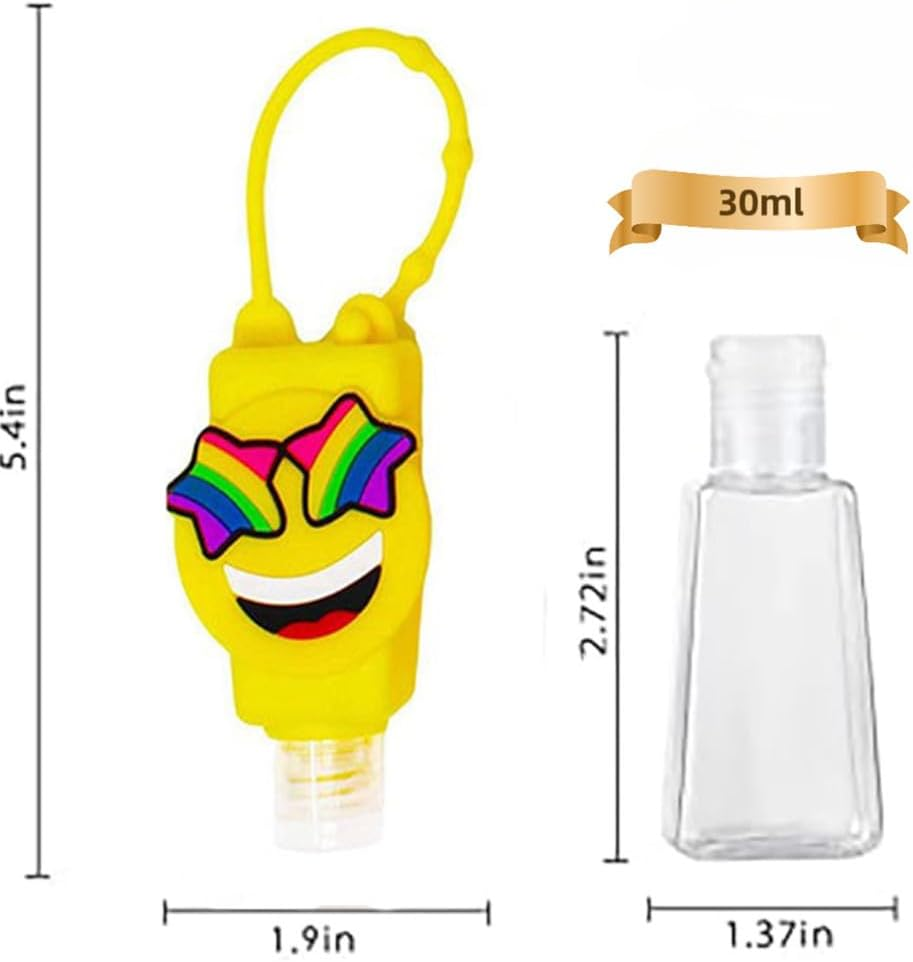 8 Piece Set of Empty Mix Kids Hand Sanitizer Travel Holder Keychain, Cute Mini Bottles for Girl, Boy, Baby Women,School,Backpack 30Ml Bulk image number 2