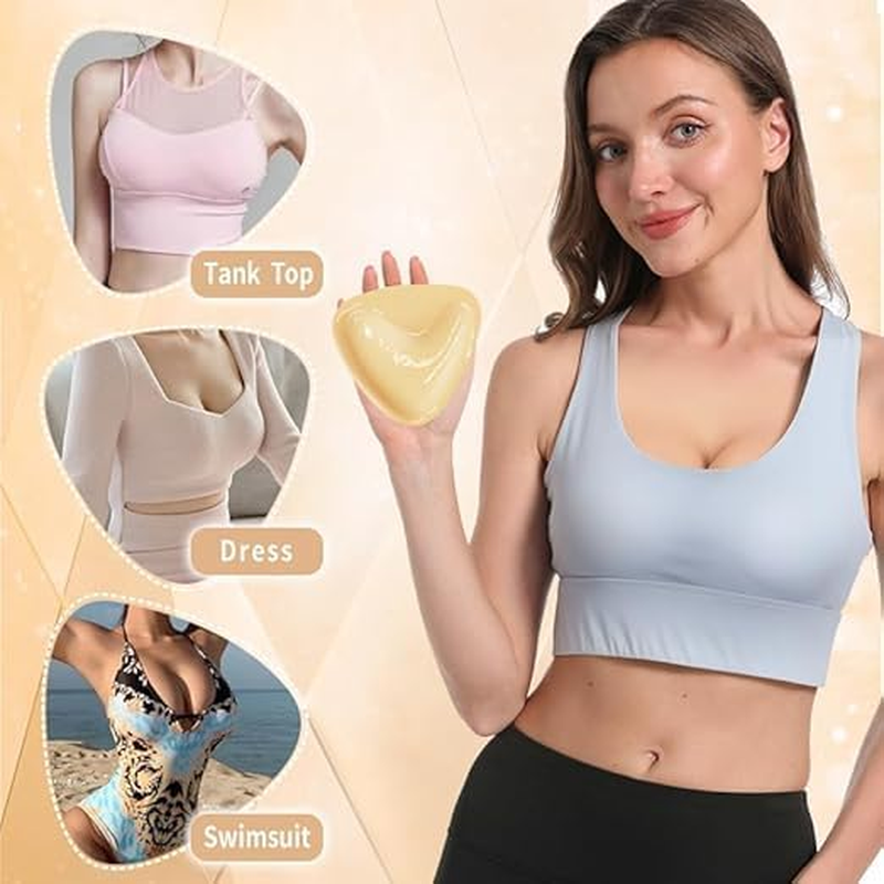 SZHENGSHAN Self Adhesive Push-Up Inserts, 1Pair a Cup Triangular Invisible Push-Up Pads,Sticky Bra Inserts Adhesive Bra Pad Push up Pads - Beige, D Cup image number 5