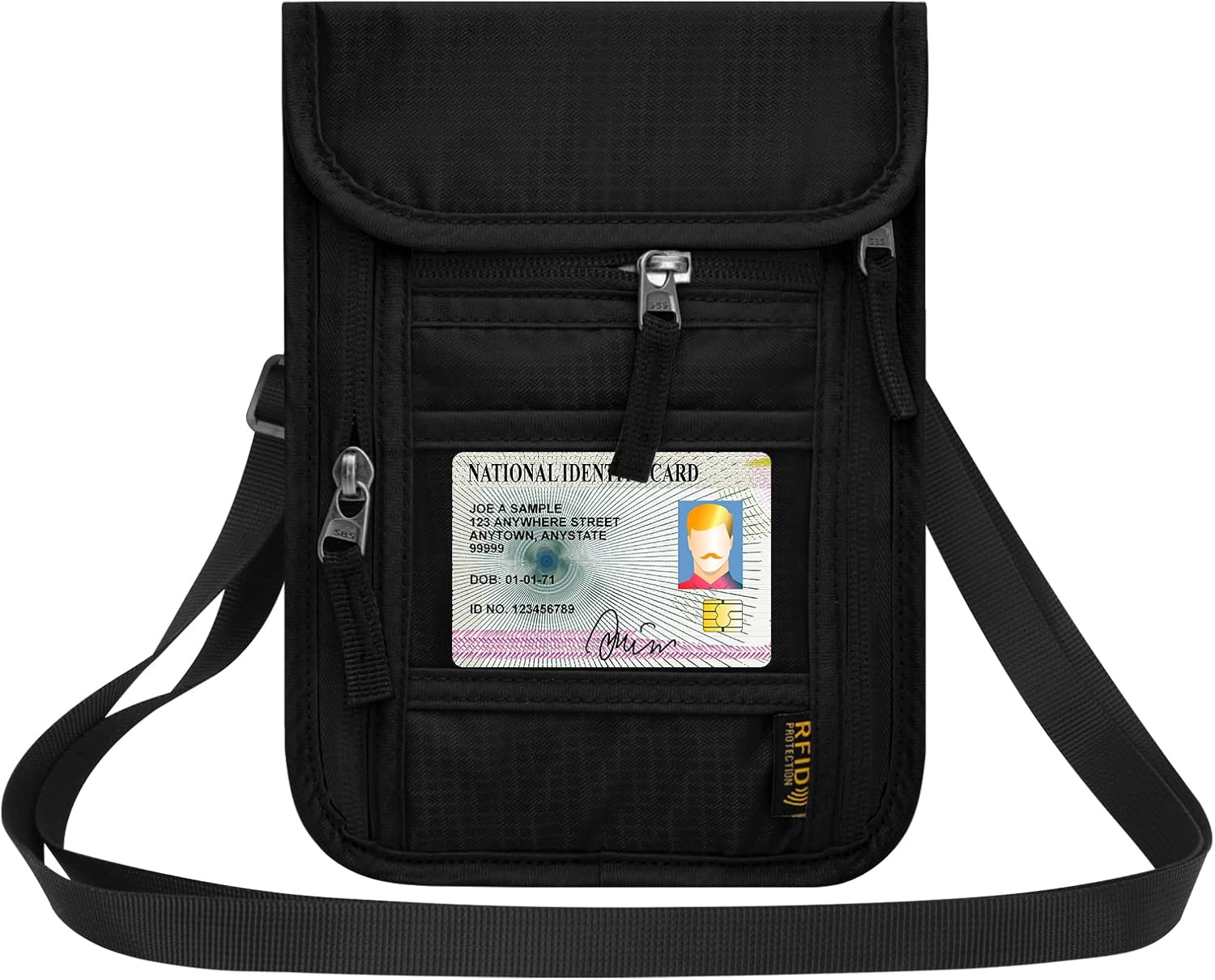 HOTEMIA Neck Wallet for Travel,Passport Holder Neck Pouch for Men Women with Adjustable Neck Strap and RFID Blocking, Orange, Leisure