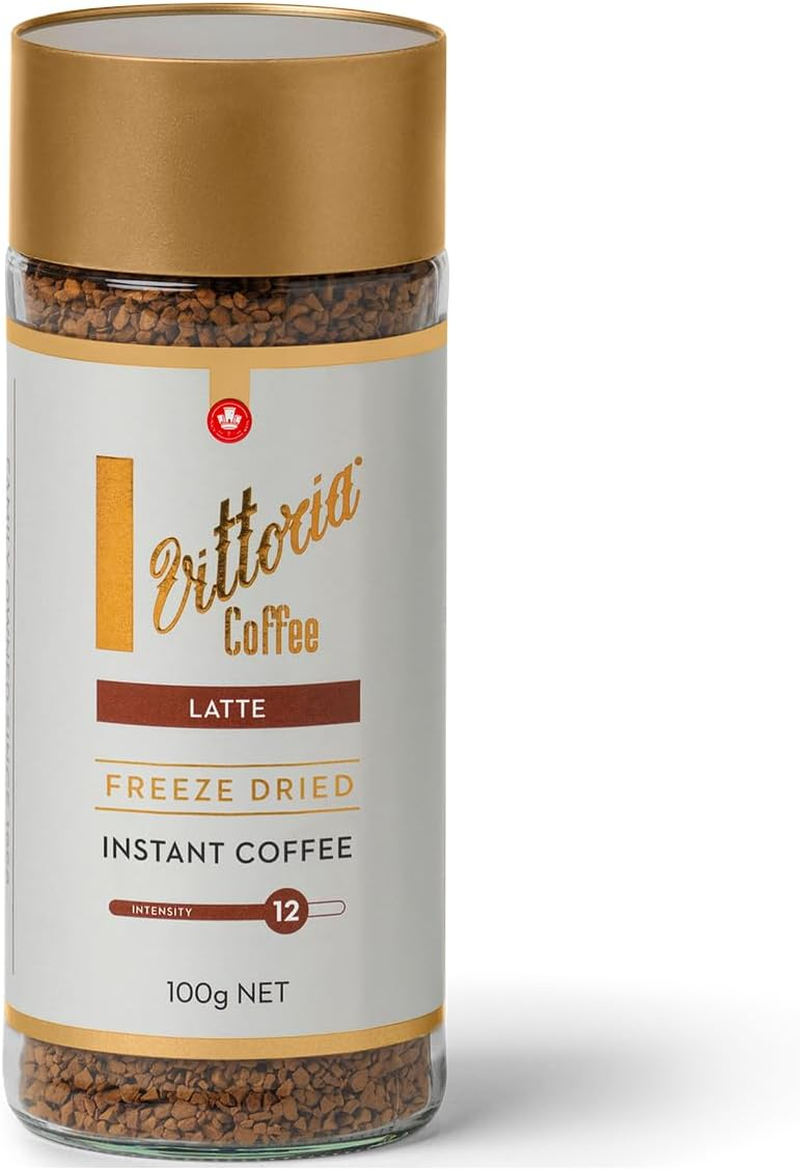 Vittoria Coffee Latte Blend Freeze Dried Instant Coffee 100 G (Case of 6). 12/15 Intensity, Medium-Dark Roast of Premium Coffee. image number 5