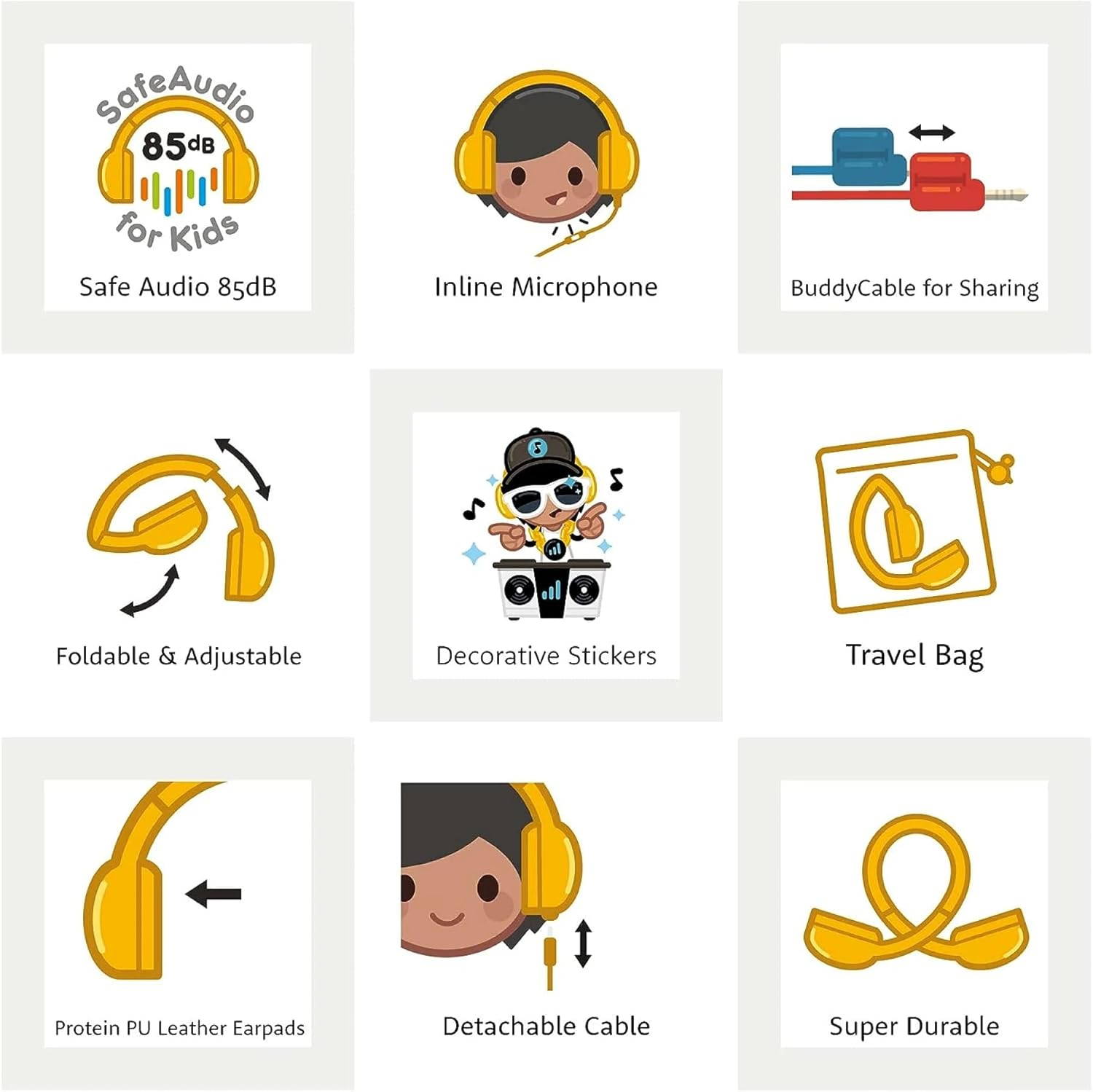 Buddyphones Explore+, Volume-Limiting Kids Headphones, Foldable and Durable, Built-In Audio Sharing Cable with In-Line Mic, Best for Kindle, Ipad, Iphone and Android Devices (Rose Pink) image number 6