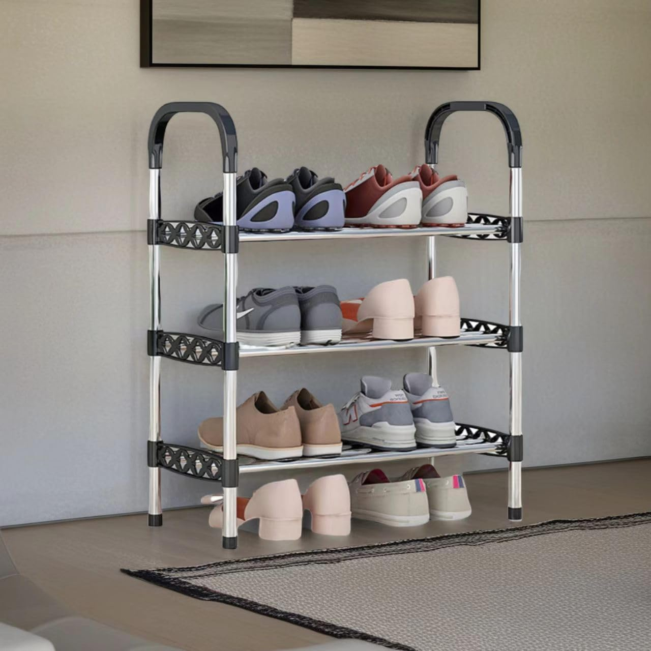LIANGWEI 3 Tier Small Shoe Rack,Shoe Rack Storage Organizer,Shoe Storage,Narrow Shoe Rack,Suitable for Closet Entryway Hallway Bedroom Dormitory Rental House Balcony Space-Saving (Quick Assembly) image number 5