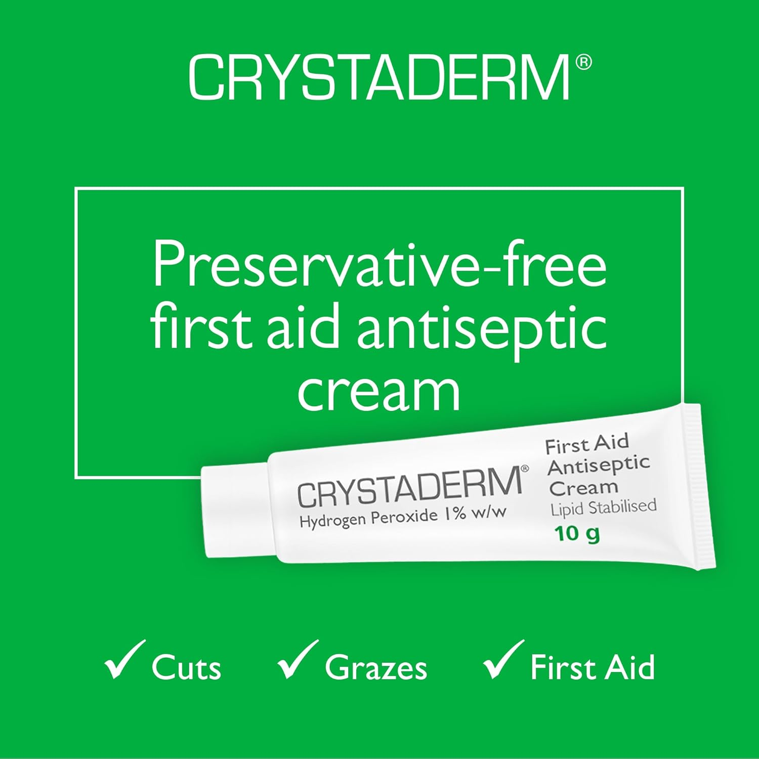 Crystaderm First Aid Cream - Wound Care Cream for Minor Skin Wounds. for Cuts, Grazes and Scrapes. Wound Healing Cream 10G Tube image number 3