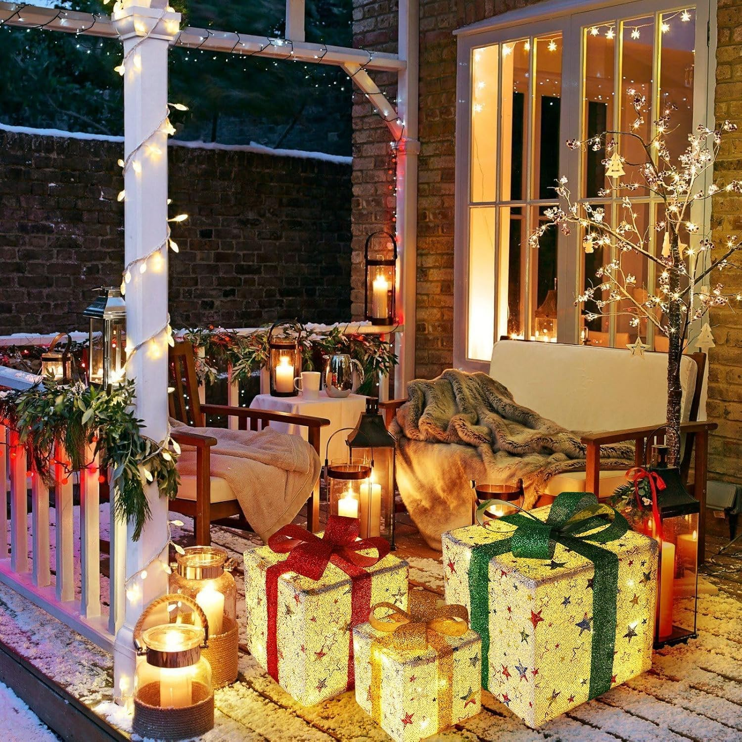 Christmas Lighted Gift Boxes Decorations, Indoor Outdoor Decorations, 3Pcs Gift Box 3D Decoration Water Resistant for Yard, Porch, Party, Christmas Tree image number 3