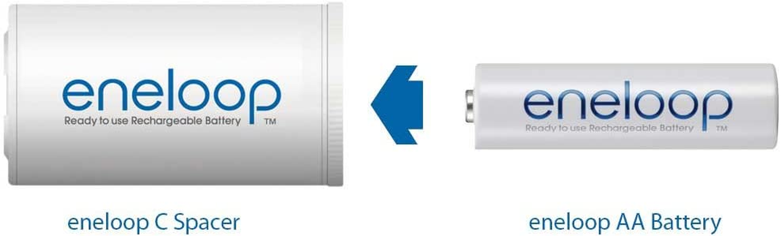 Eneloop Panasonic BQ-BS2E4SA C Size Spacers for Use with Ni-Mh Rechargeable AA Battery Cells, 4 Pack image number 5