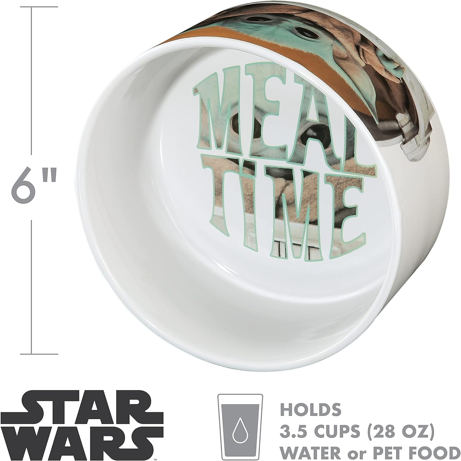 Star Wars the Mandalorian the Child Ceramic Dog Bowl, 3.5 Cups | Meal Time Baby Yoda the Child in a Cradle Dog Food Bowl | Dog Water Bowl for Dry Food or Wet Food for All Dogs image number 1