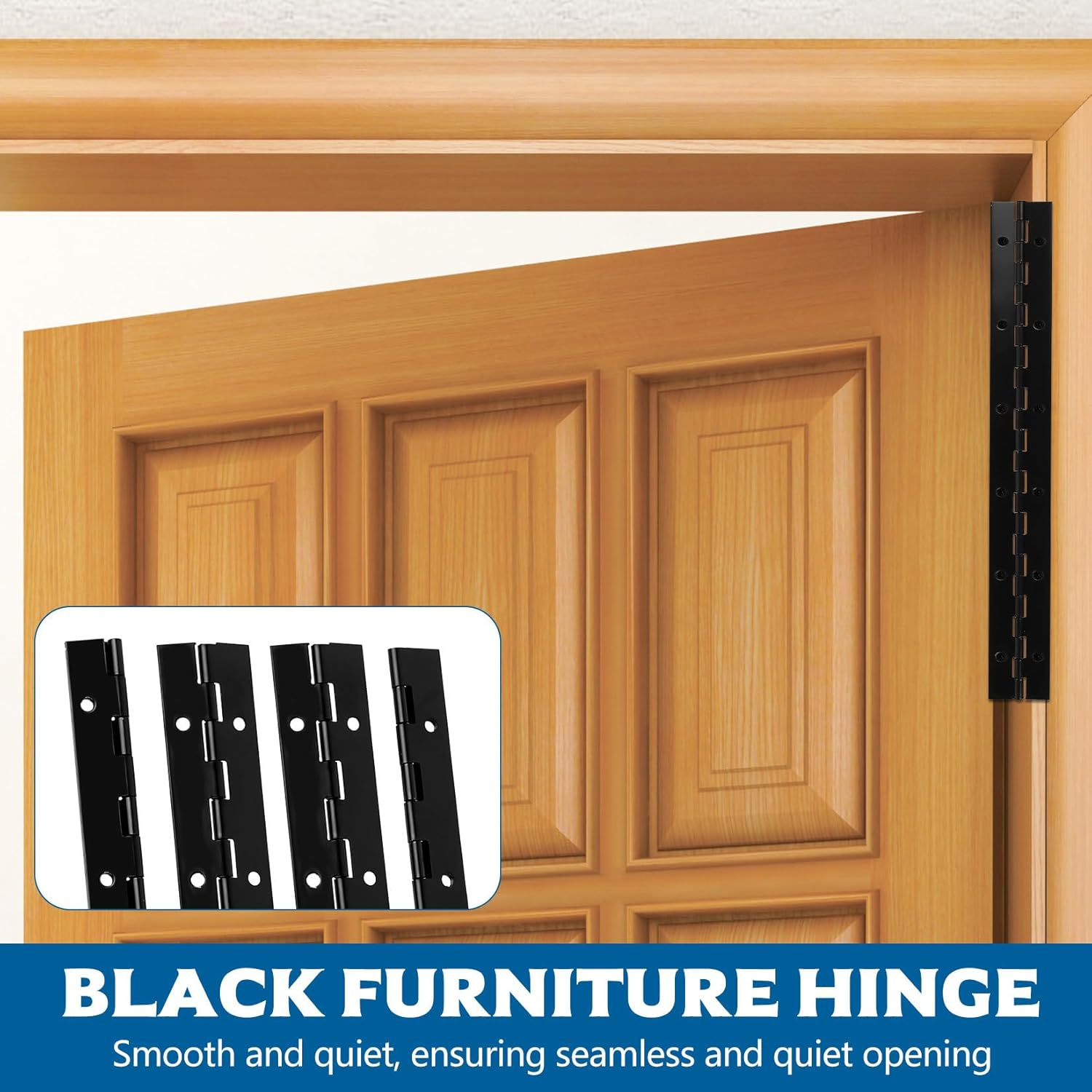 Piano Hinge 30 Cm X 3 Cm, Long Bar Hinge Black, Piano Hinges, Door Hinges Hinge Hinges, Connector Piano Cabinet Door Furniture with Screws, Screwdriver Pack of 4 image number 2